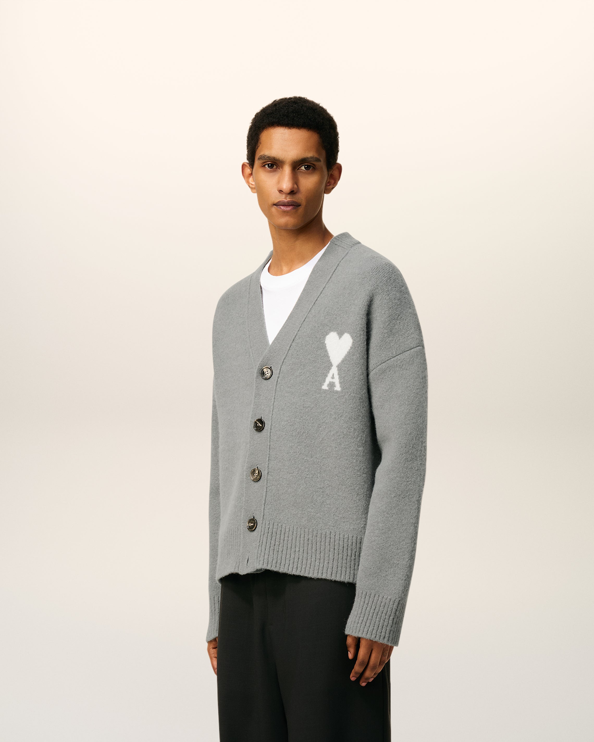Cardigan Gris Ami De Coeur En Maille Alpaga
