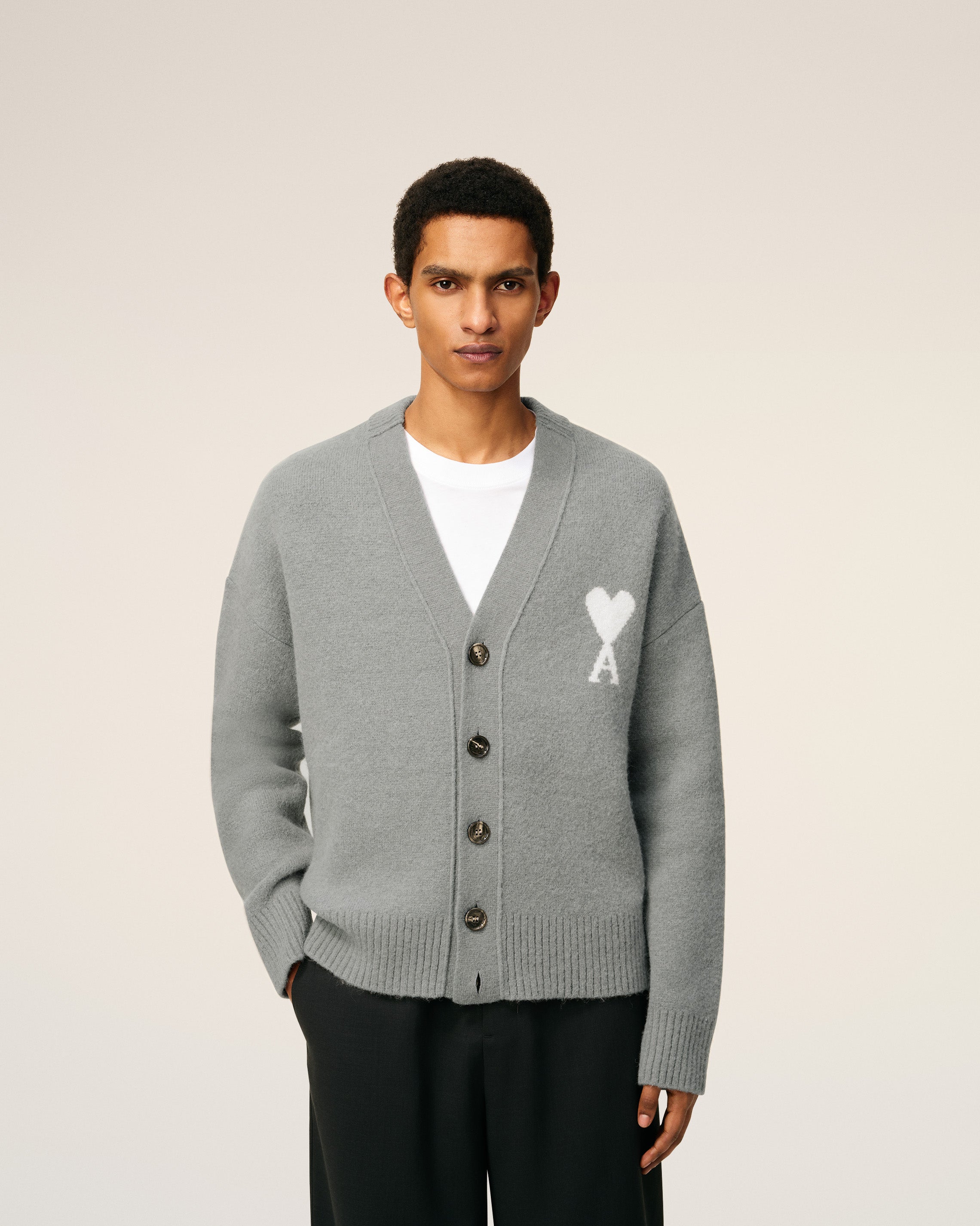 Cardigan Gris Ami De Coeur En Maille Alpaga