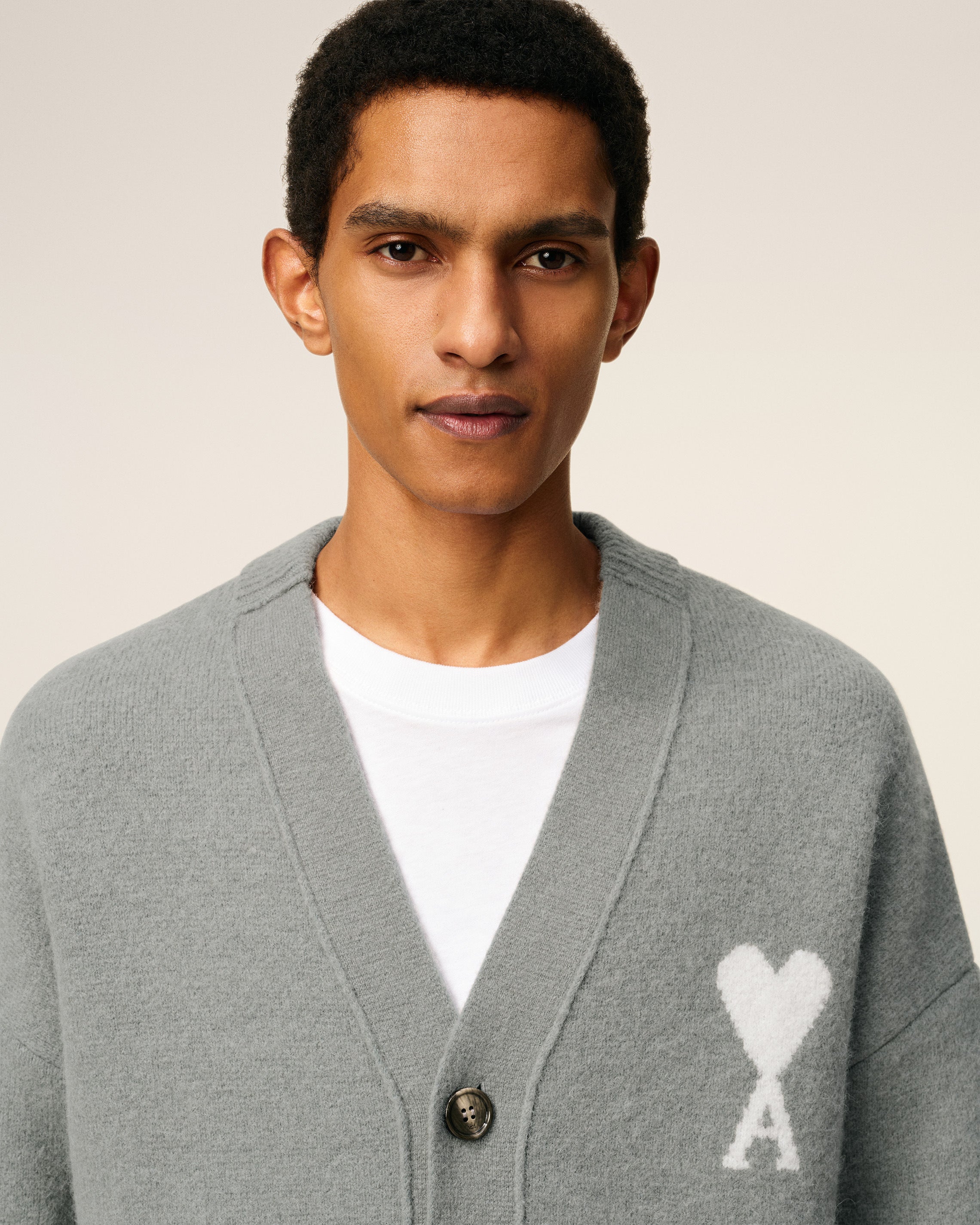 Cardigan Gris Ami De Coeur En Maille Alpaga