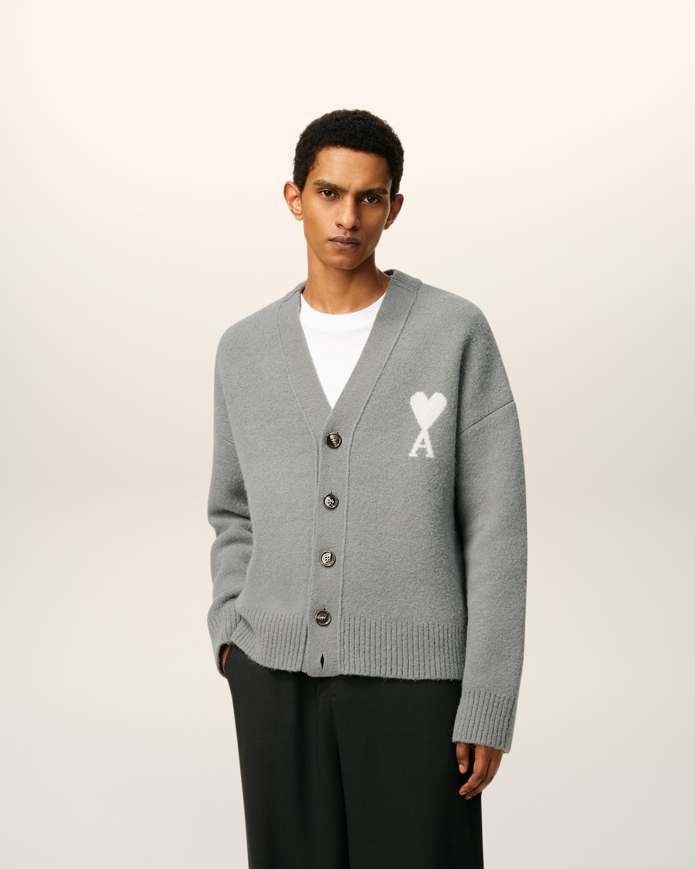 Cardigan Gris Ami De Coeur En Maille Alpaga