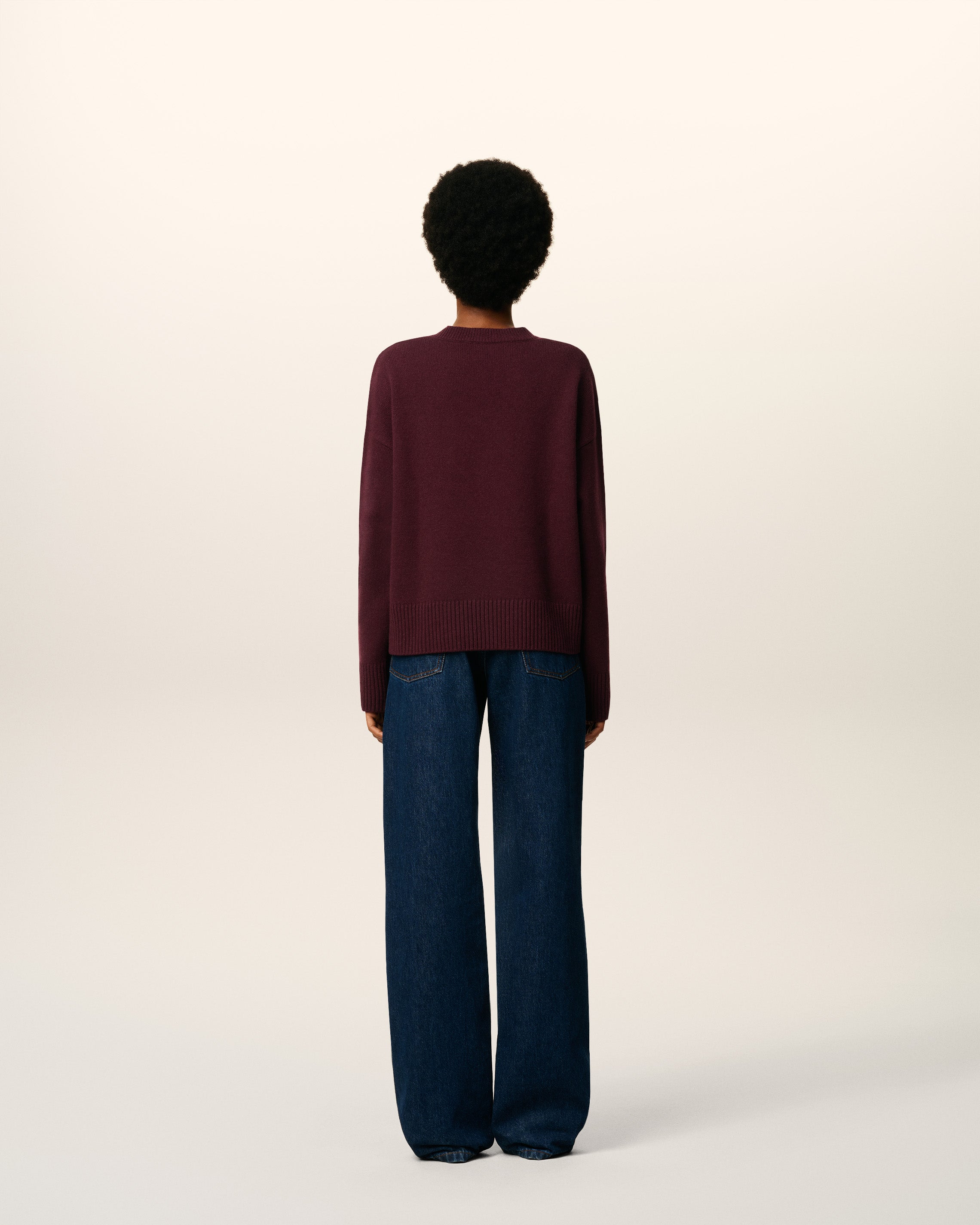 Pull Bordeaux Col V Ami De Coeur En Laine