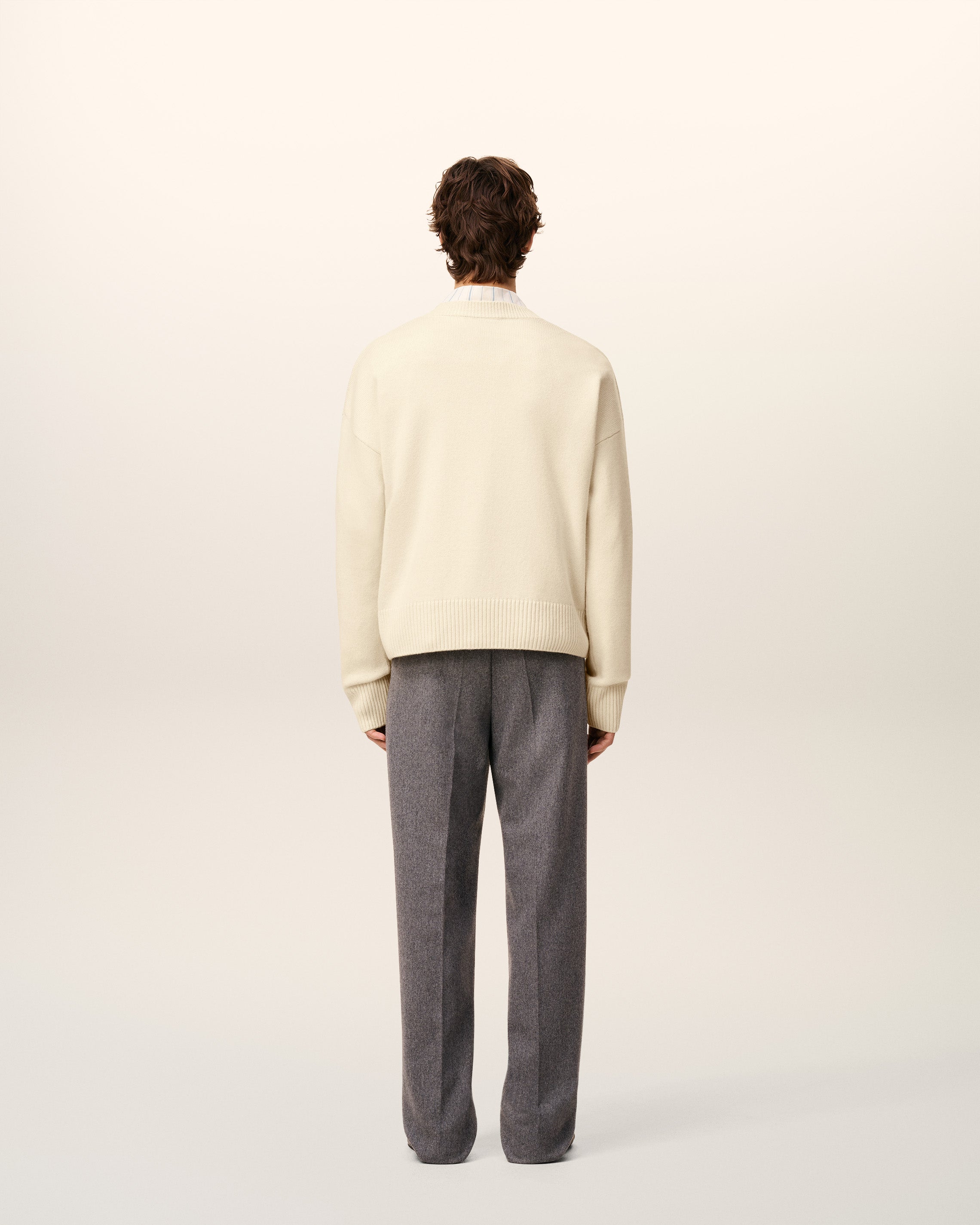Pull Blanc Col V Ami De Coeur En Laine