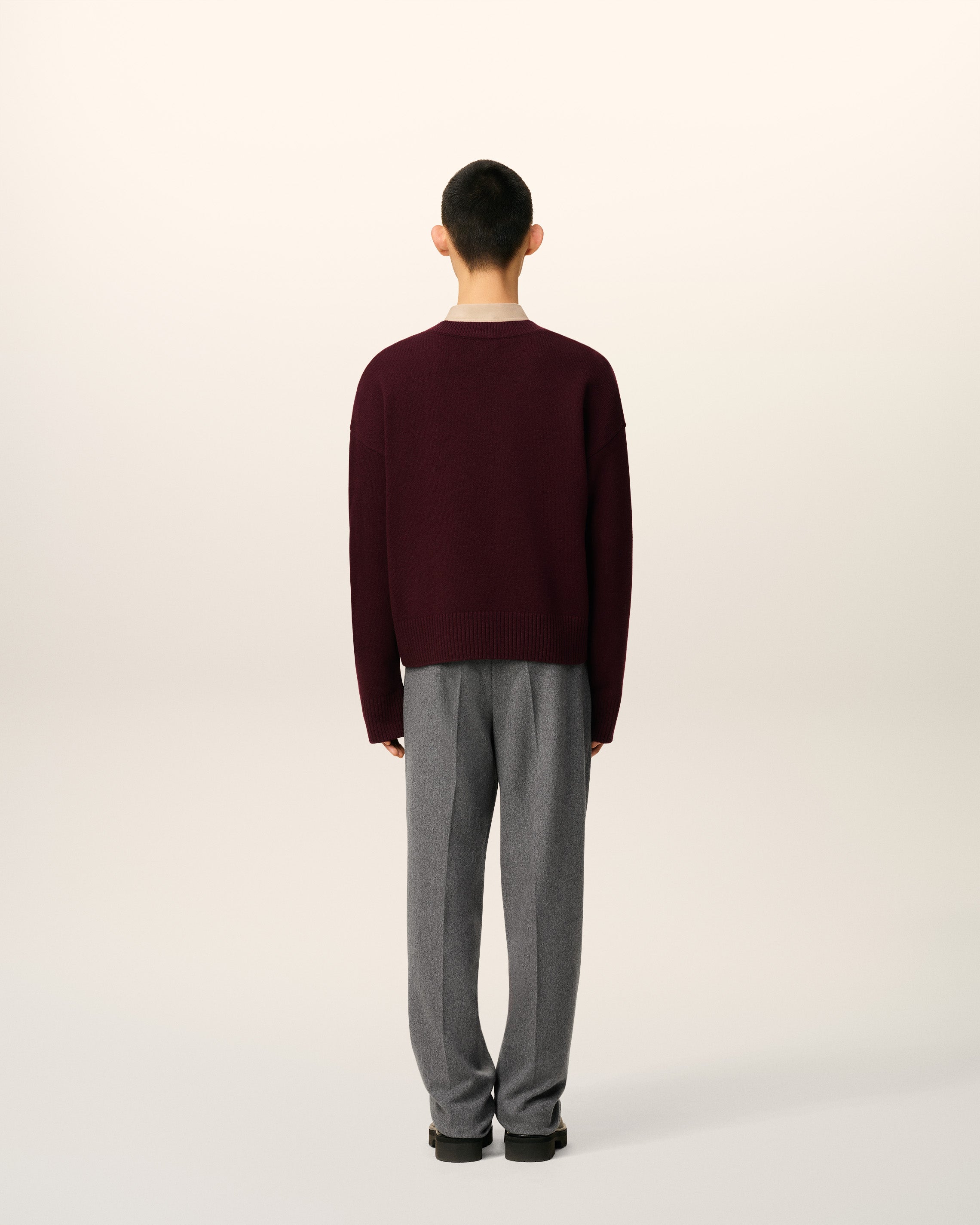 Pull Bordeaux Col V Ami De Coeur En Laine