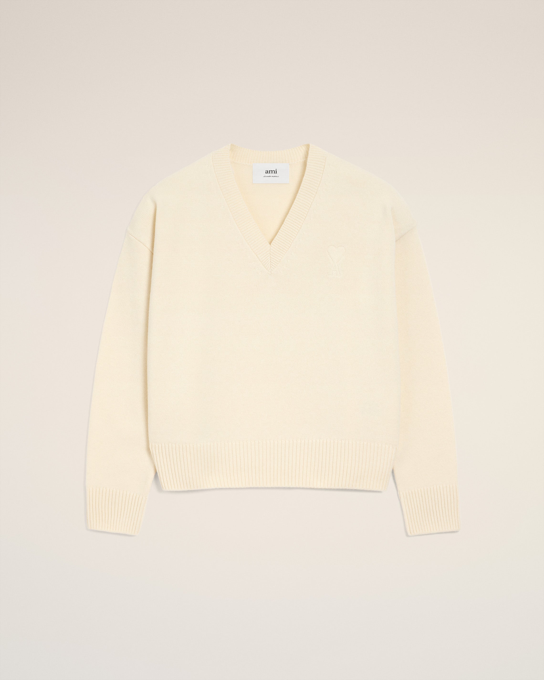 Pull Blanc Col V Ami De Coeur En Laine