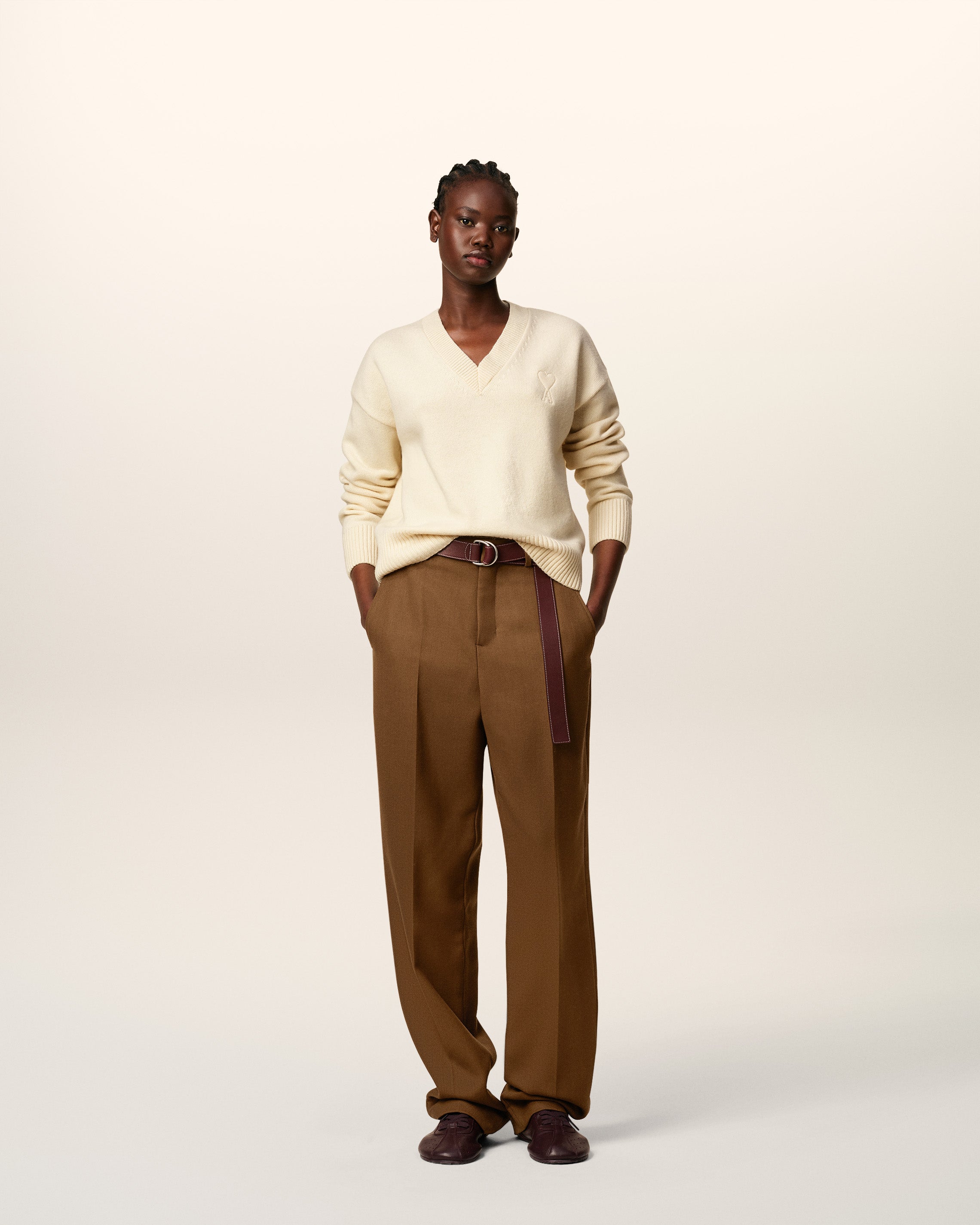Pull Blanc Col V Ami De Coeur En Laine
