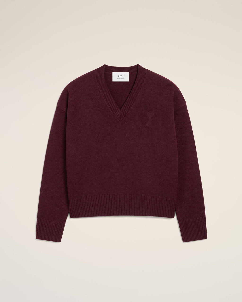 Pull Bordeaux Col V Ami De Coeur En Laine