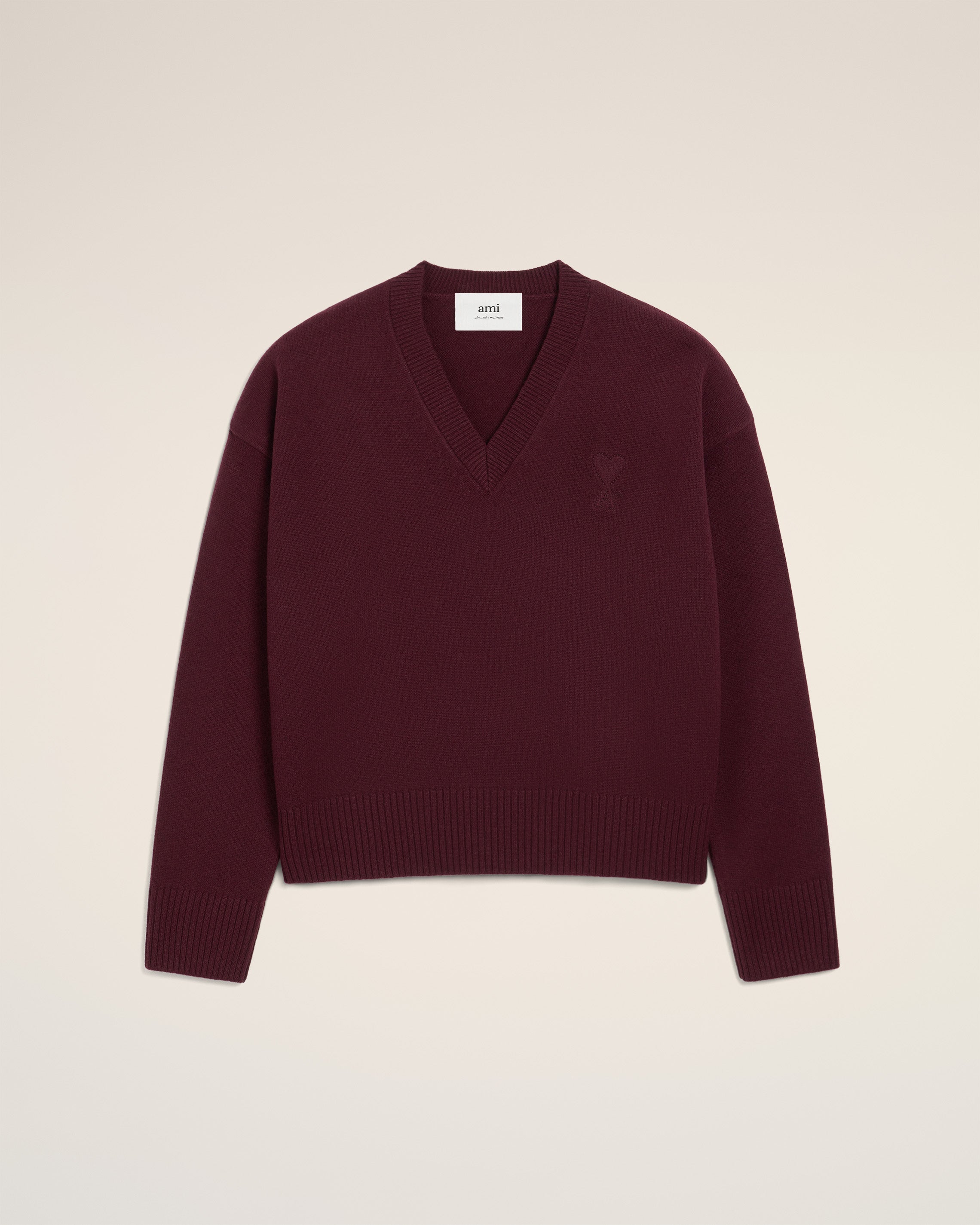 Pull Bordeaux Col V Ami De Coeur En Laine