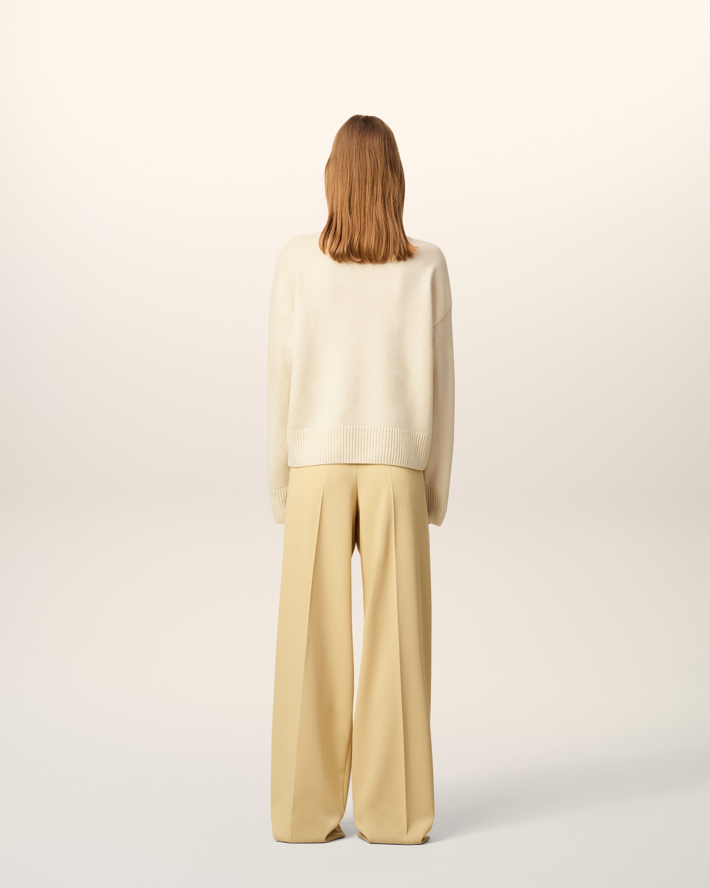 Pull Blanc Col Cheminée Ami De Coeur En Laine