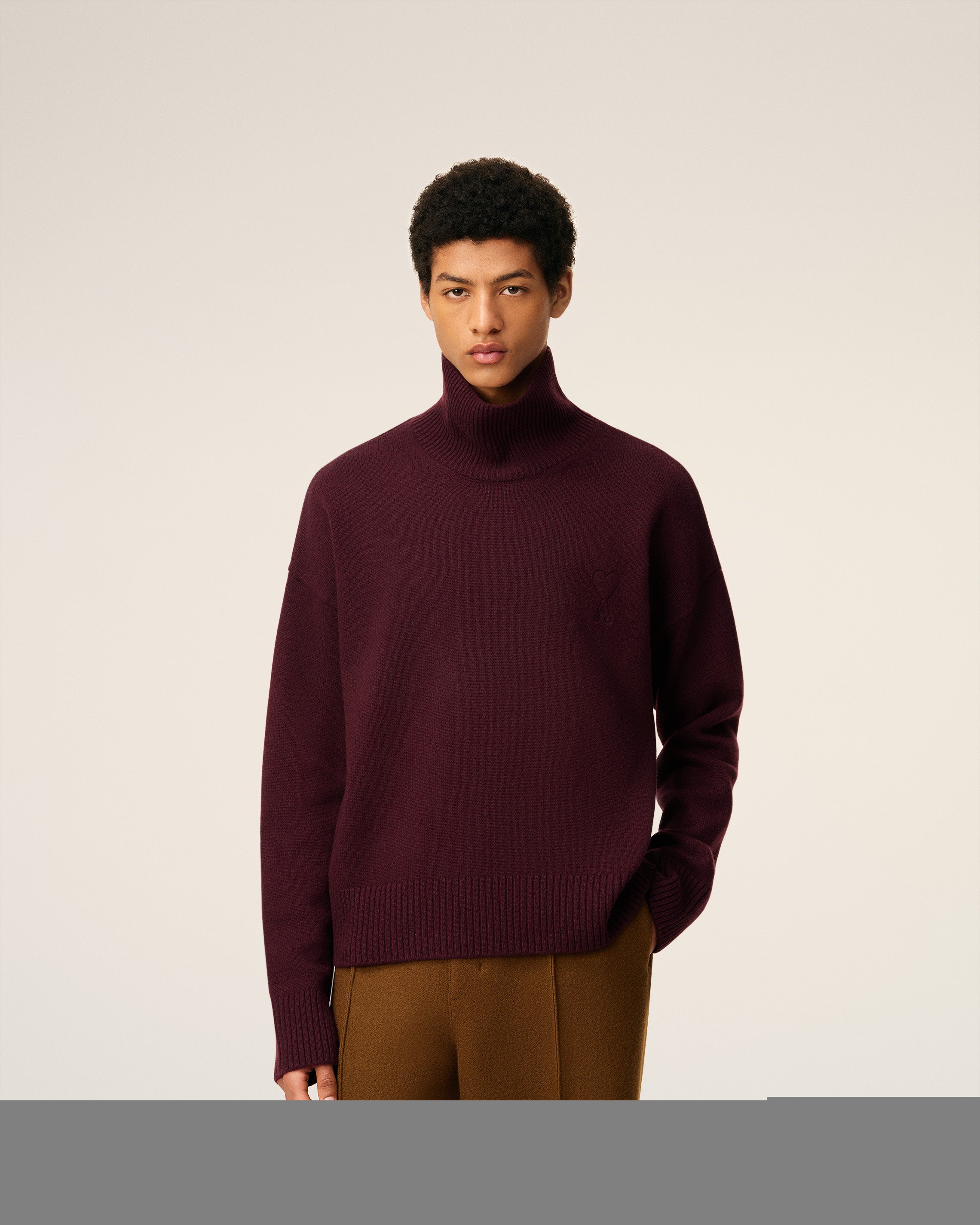 Pull Bordeaux Col Cheminée Ami De Coeur En Laine
