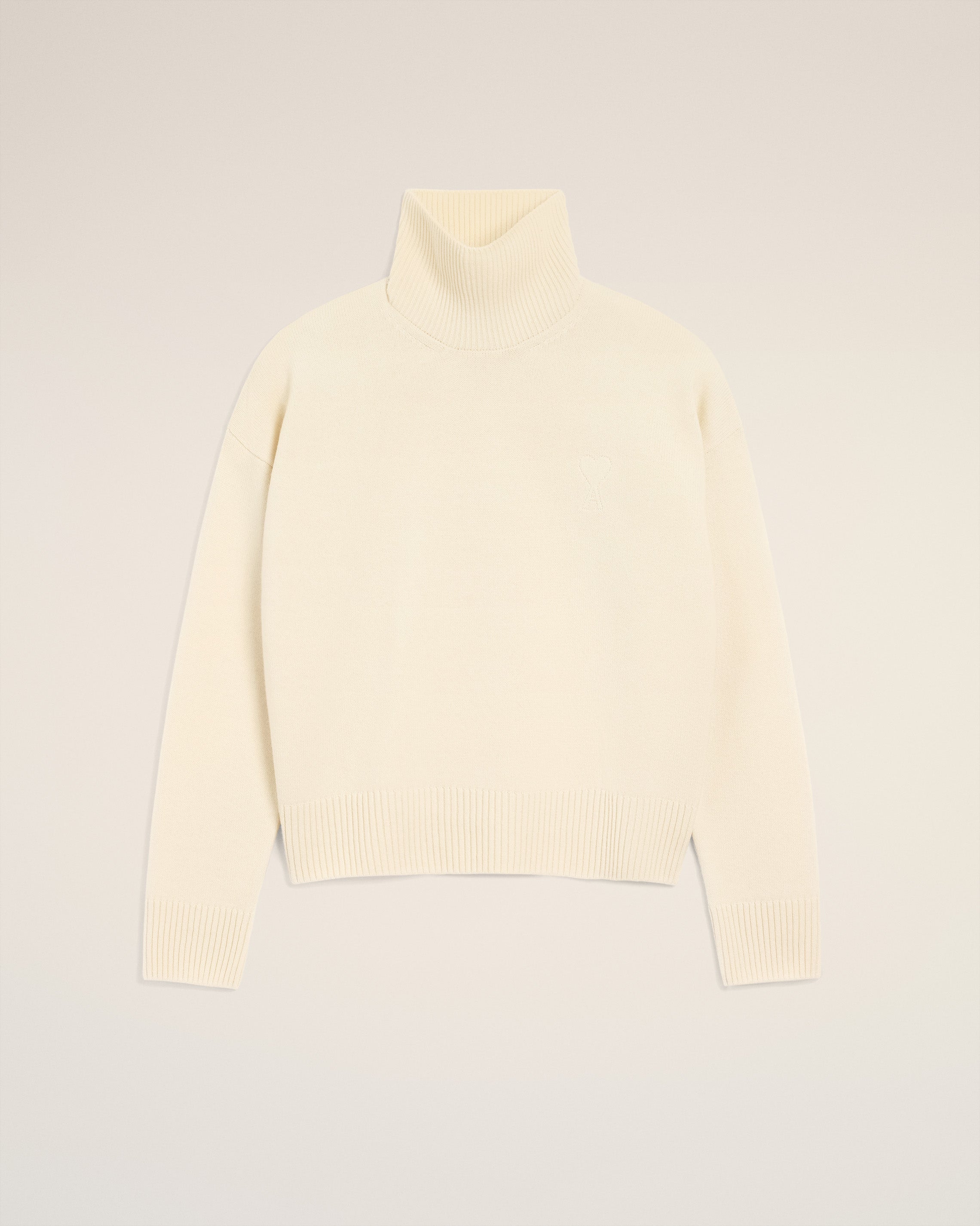 Pull Blanc Col Cheminée Ami De Coeur En Laine