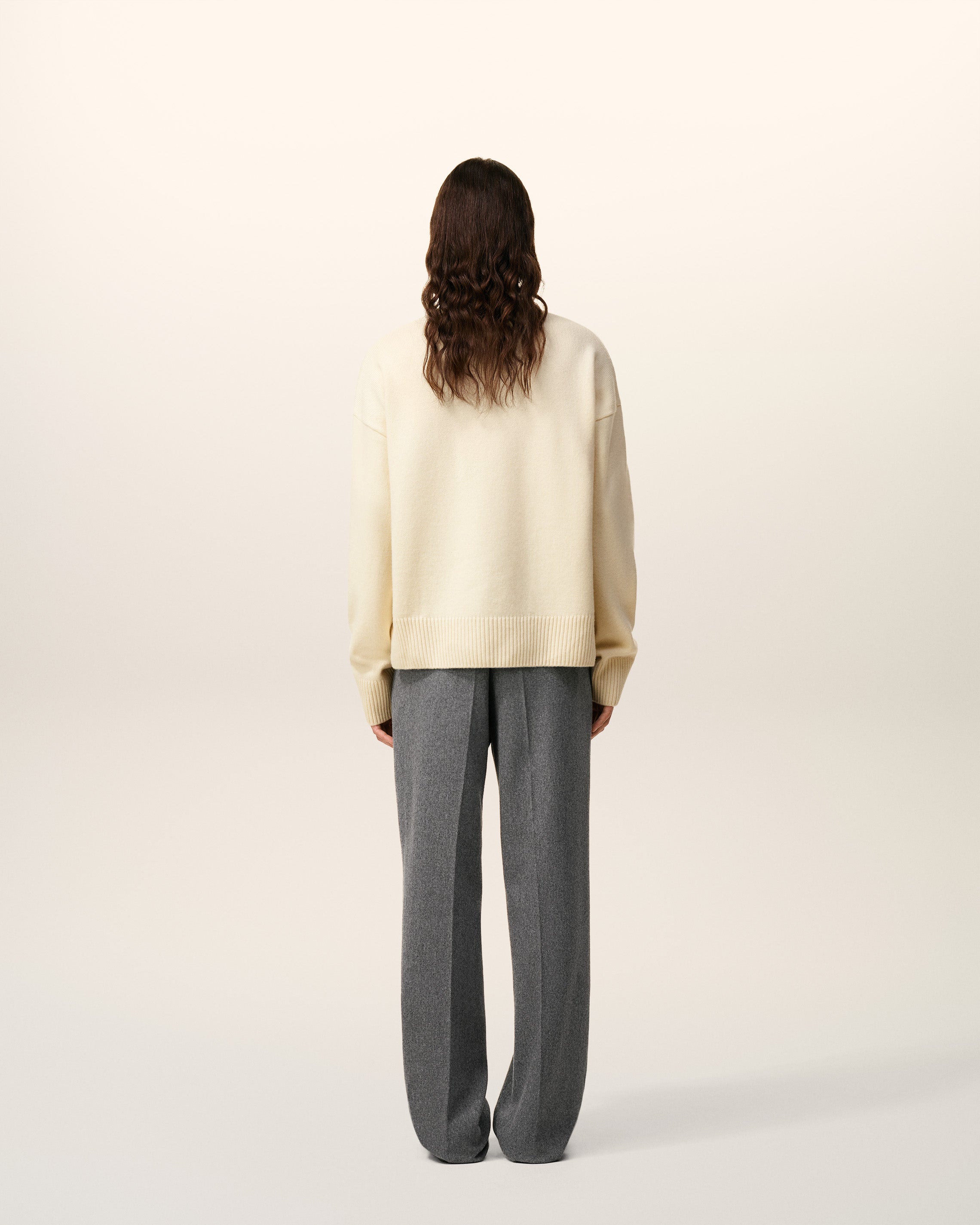 Pull Blanc Col Cheminée Ami De Coeur En Laine