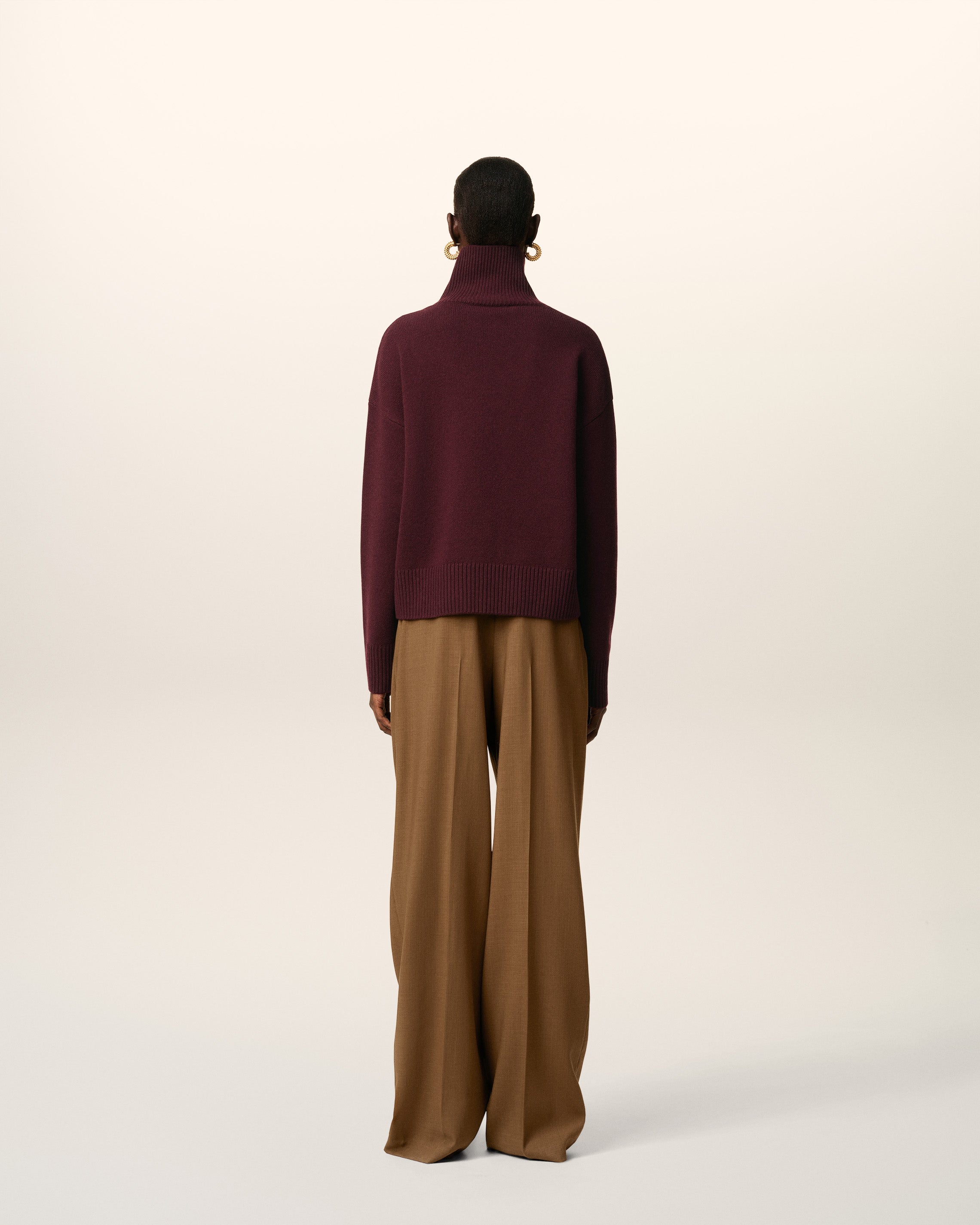 Pull Bordeaux Col Cheminée Ami De Coeur En Laine