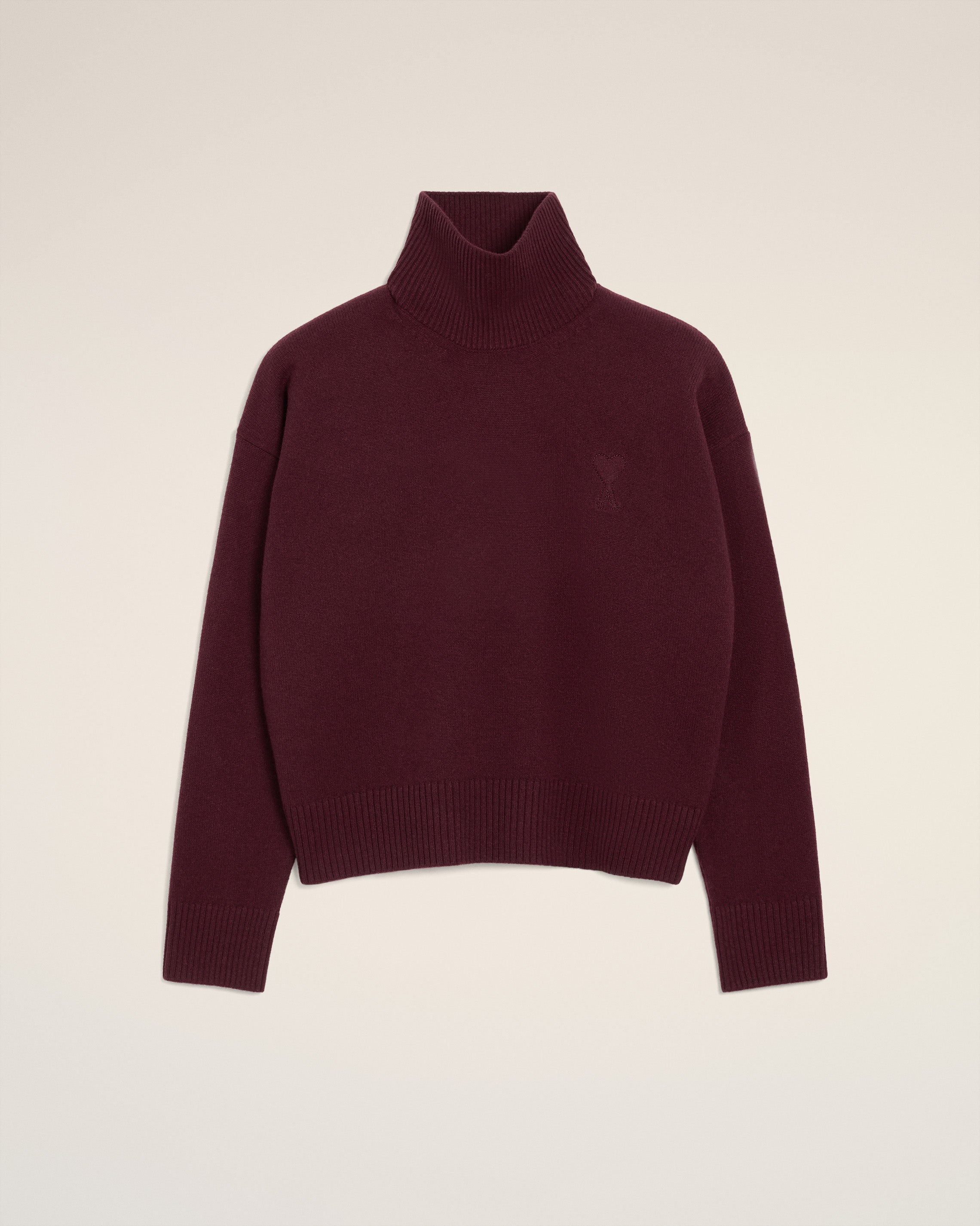 Pull Bordeaux Col Cheminée Ami De Coeur En Laine