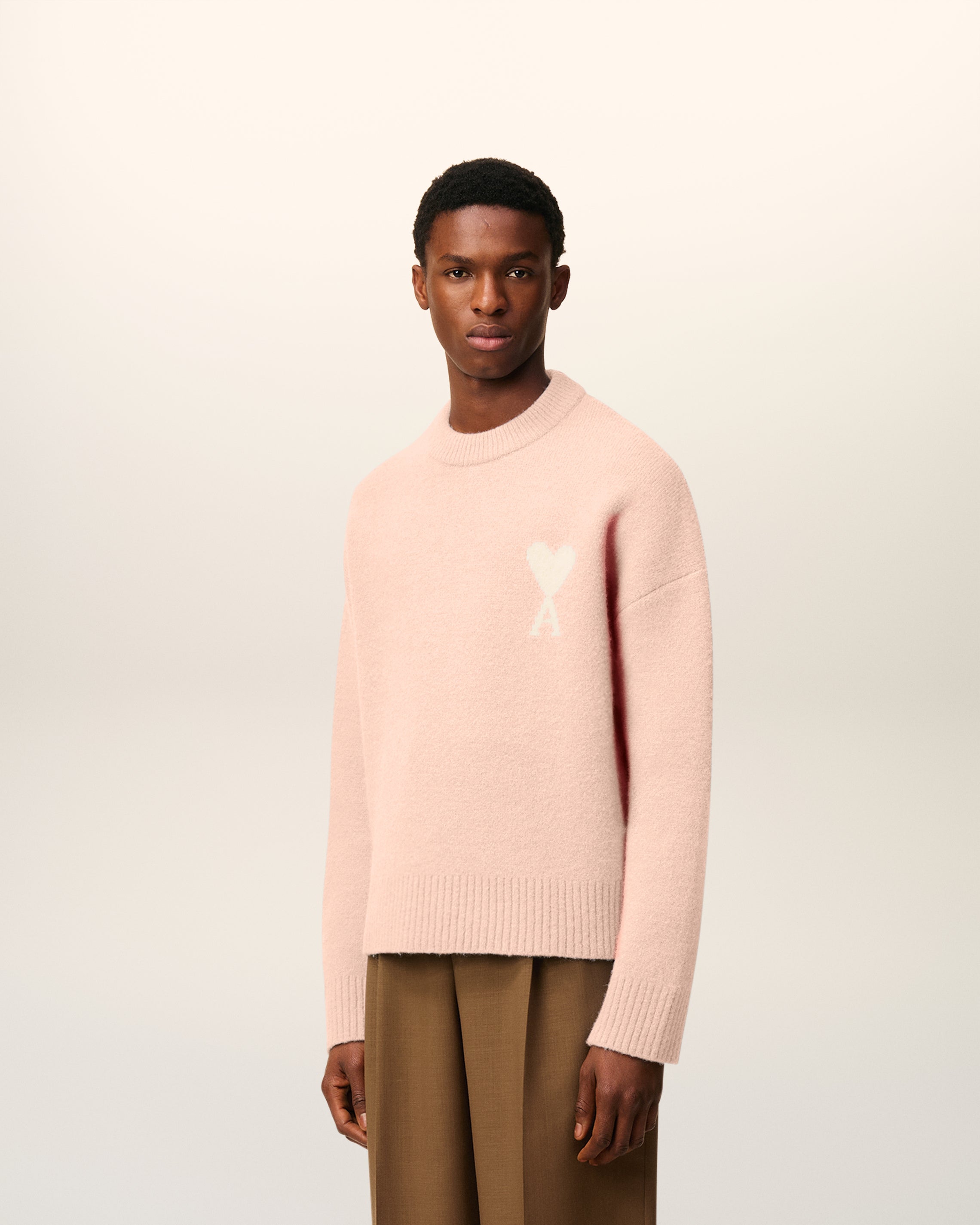 Pull Rose Col Rond Ami De Coeur En Alpaga