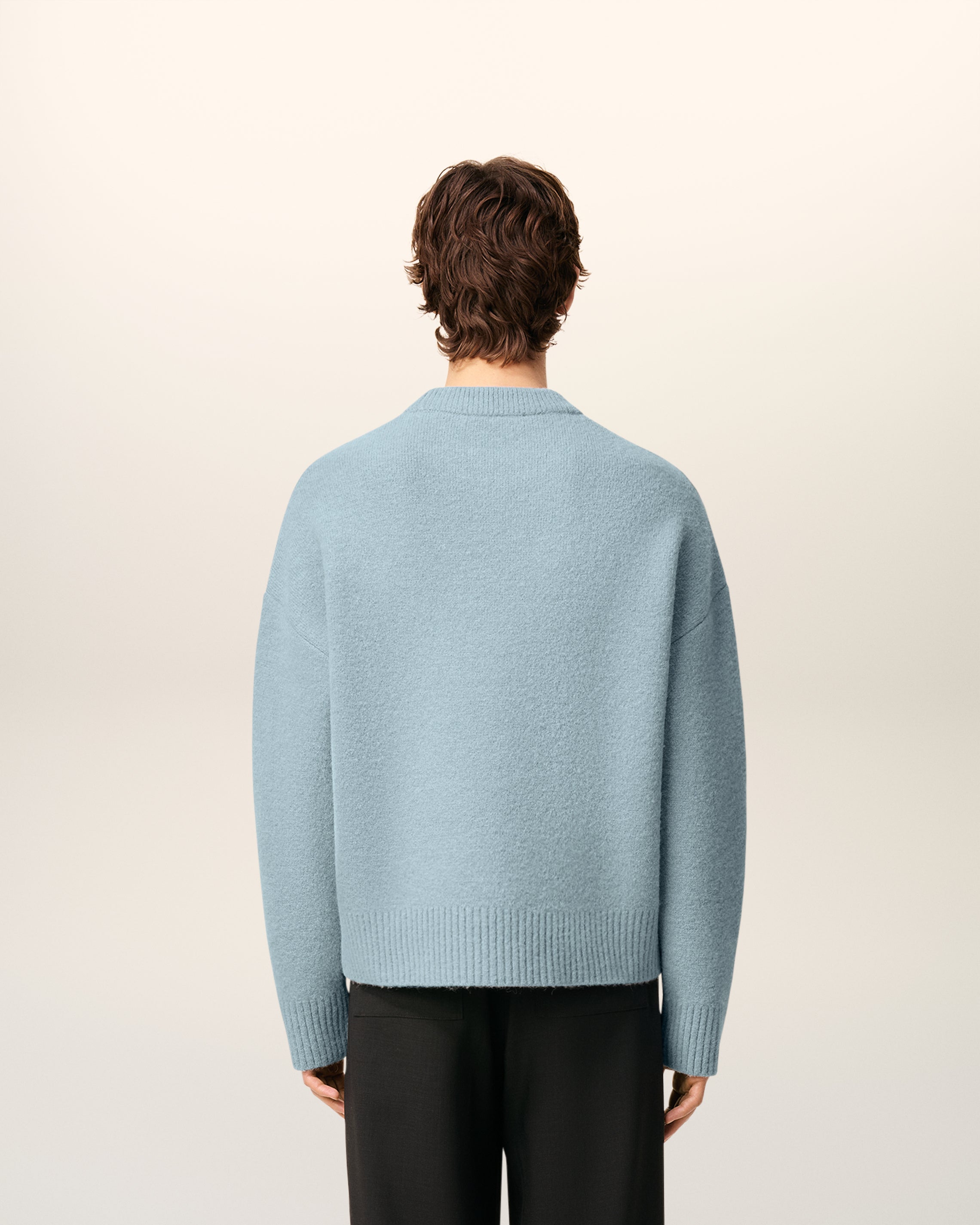Pull Bleu Col Rond Ami De Coeur En Alpaga