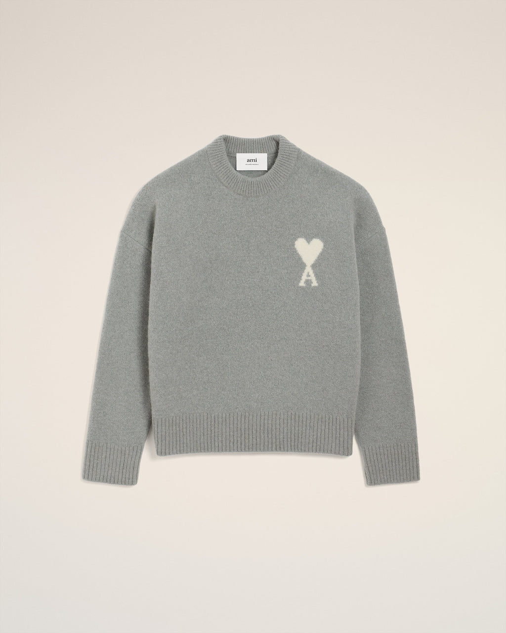 Pull Gris Col Rond Ami De Coeur En Alpaga