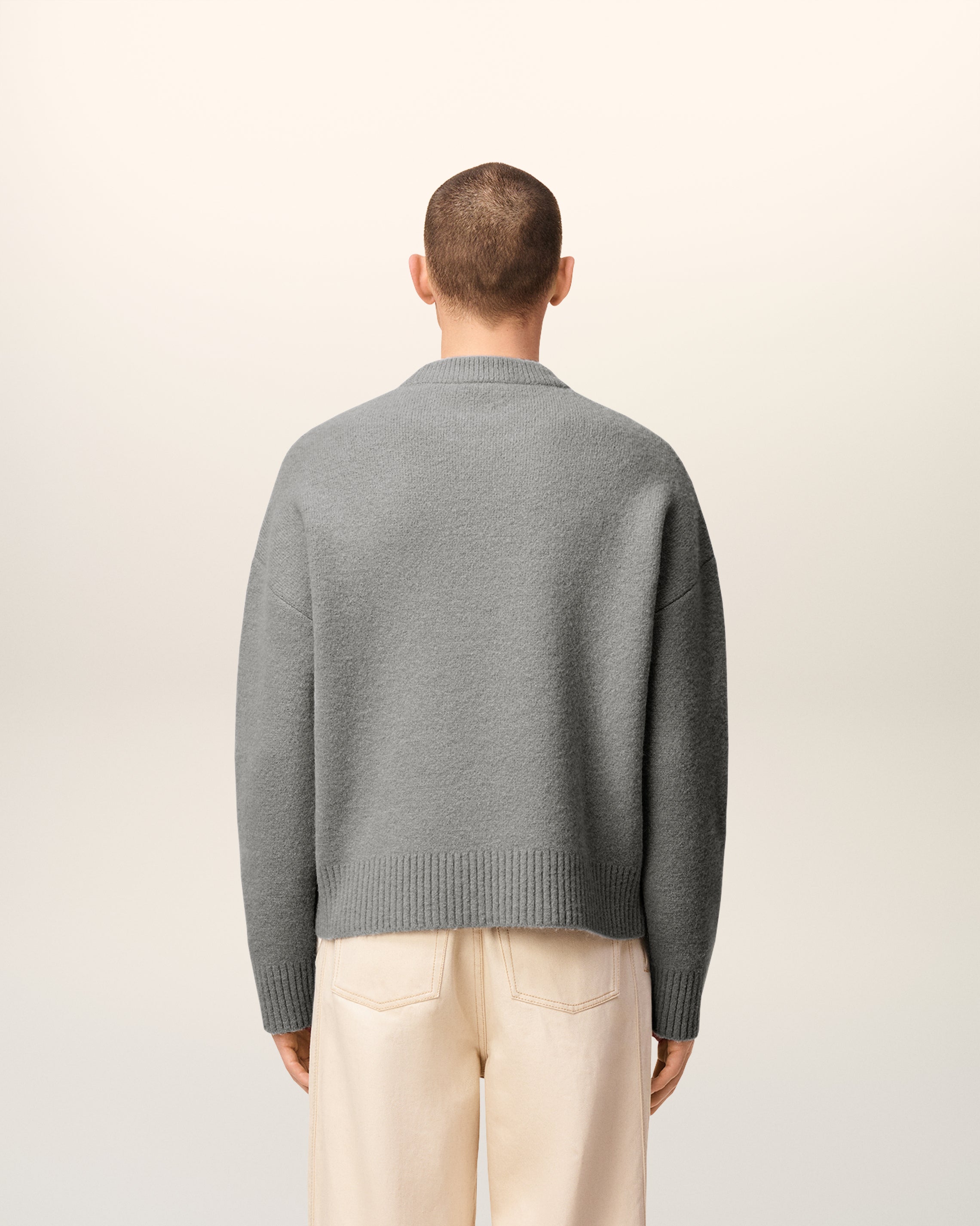 Pull Gris Col Rond Ami De Coeur En Alpaga
