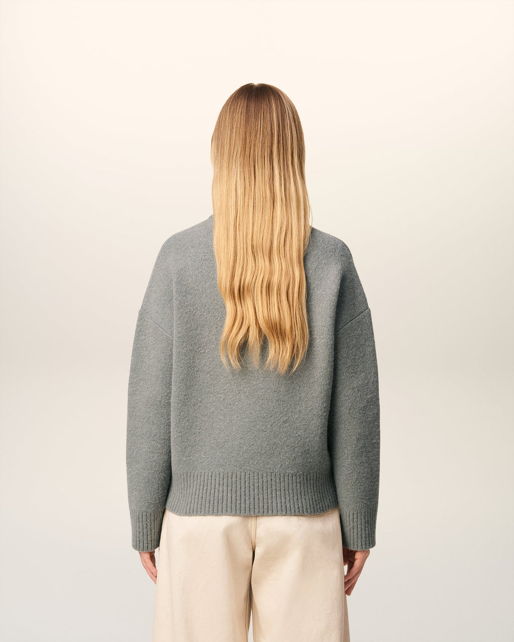 Pull Gris Col Rond Ami De Coeur En Alpaga