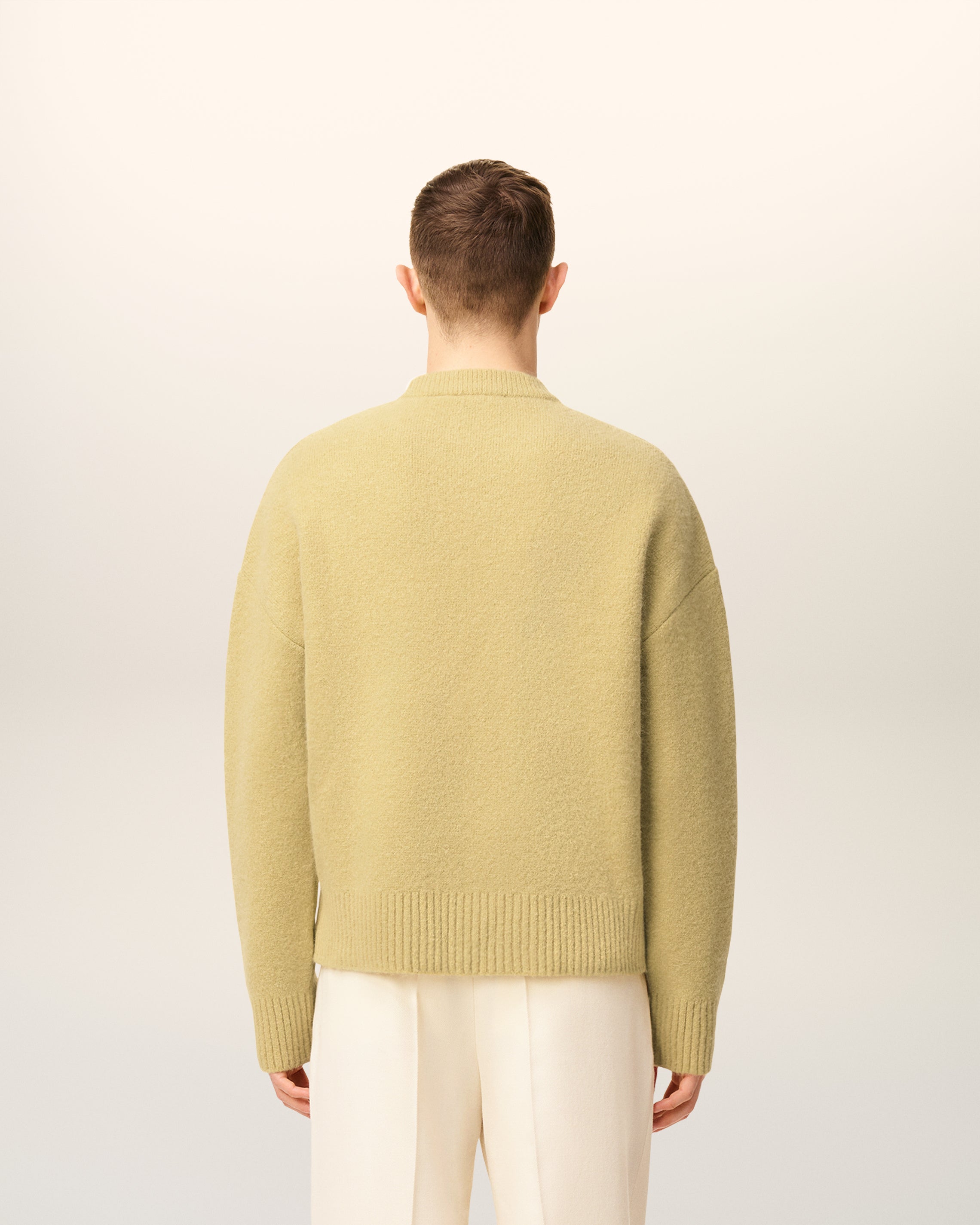 Pull Jaune Col Rond Ami De Coeur En Alpaga