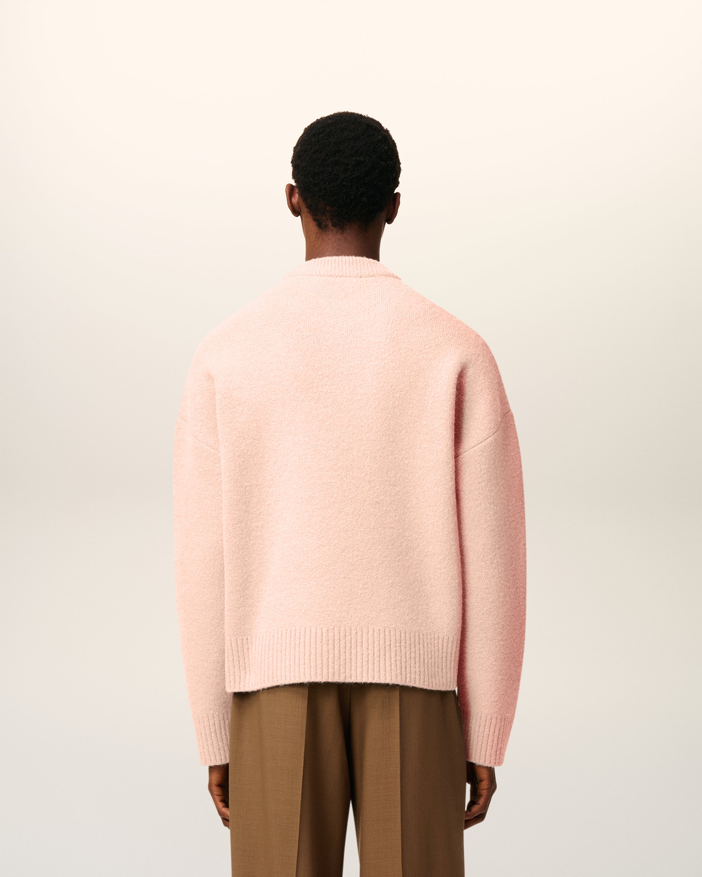 Pull Rose Col Rond Ami De Coeur En Alpaga