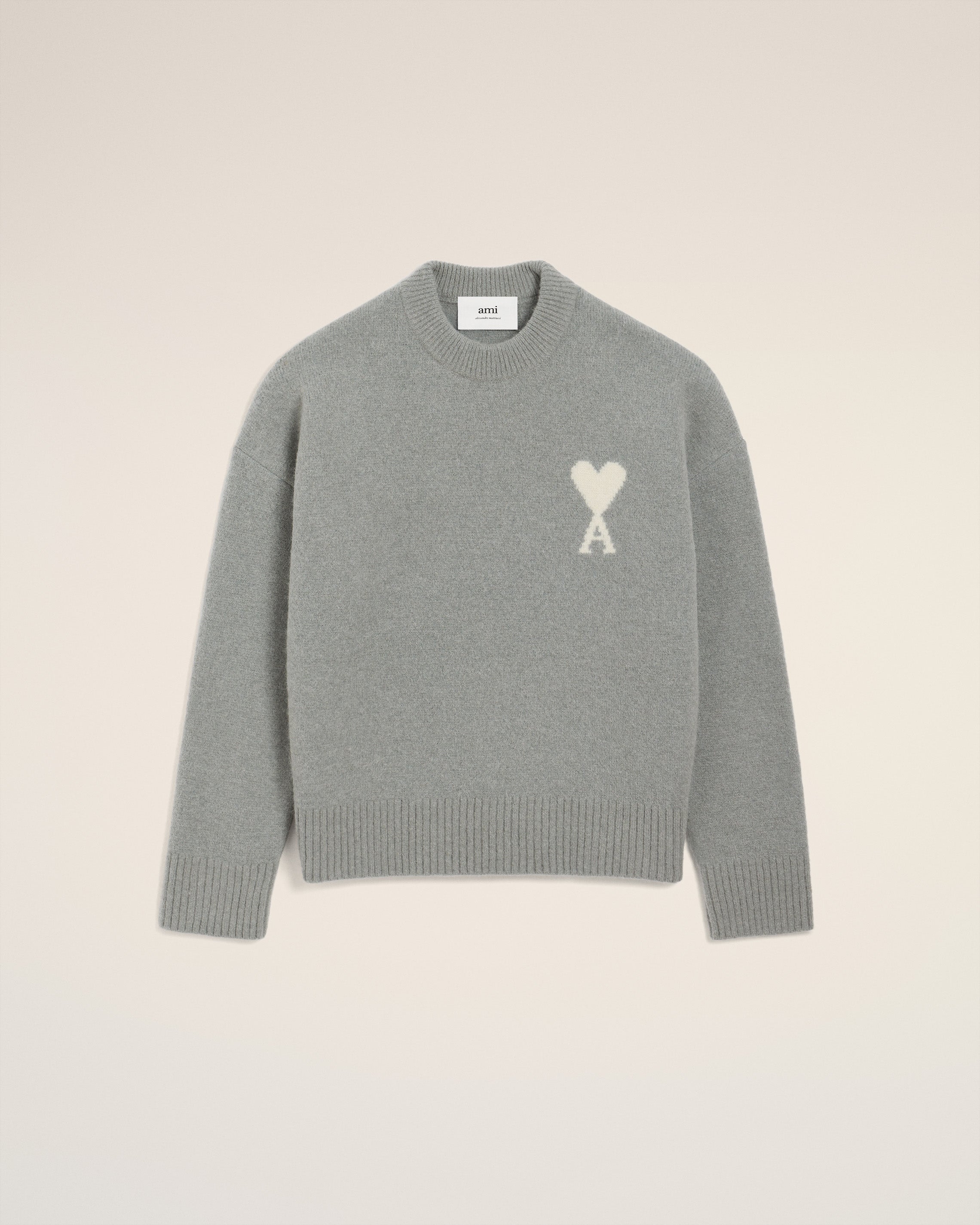 Pull Gris Col Rond Ami De Coeur En Alpaga