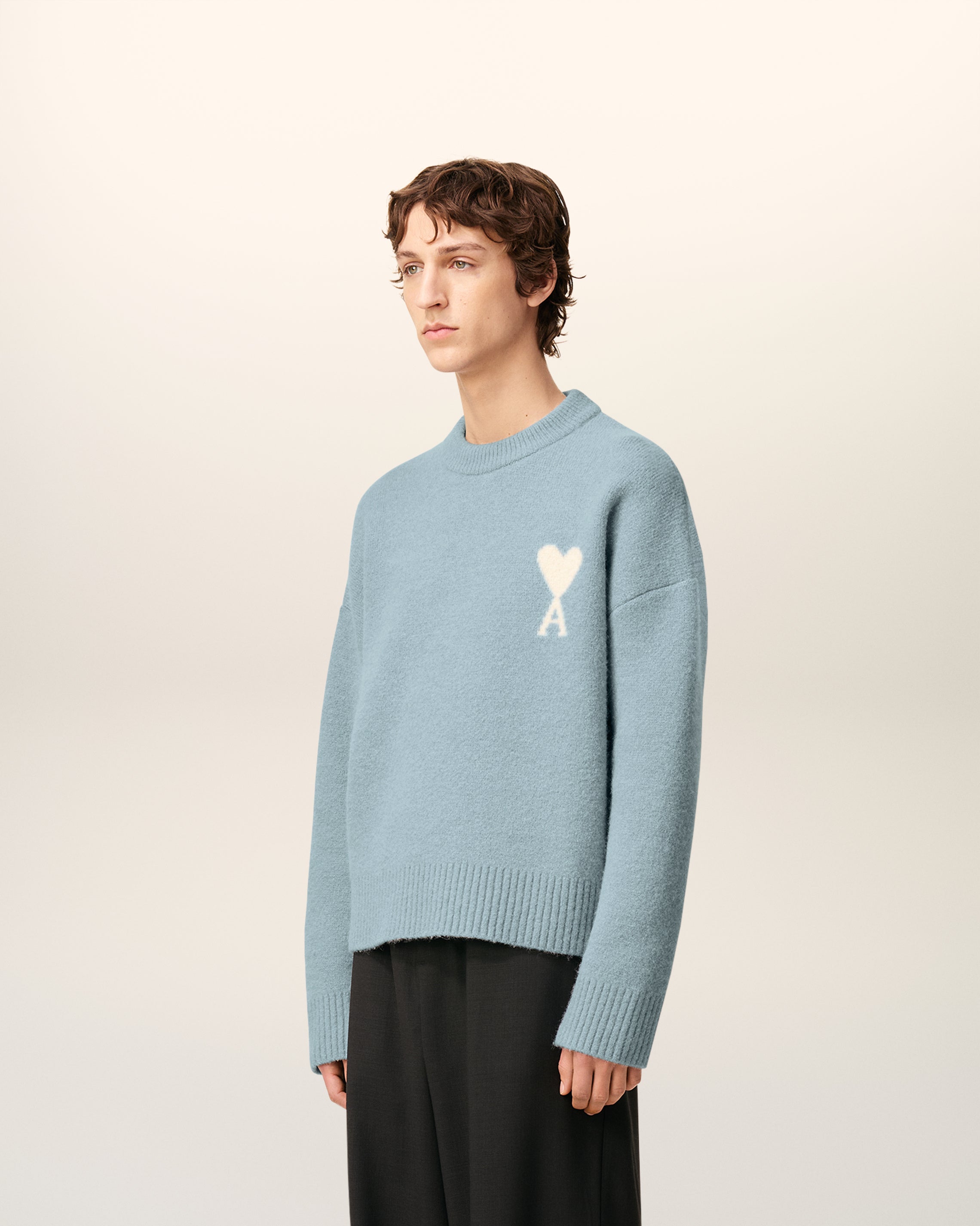 Pull Bleu Col Rond Ami De Coeur En Alpaga