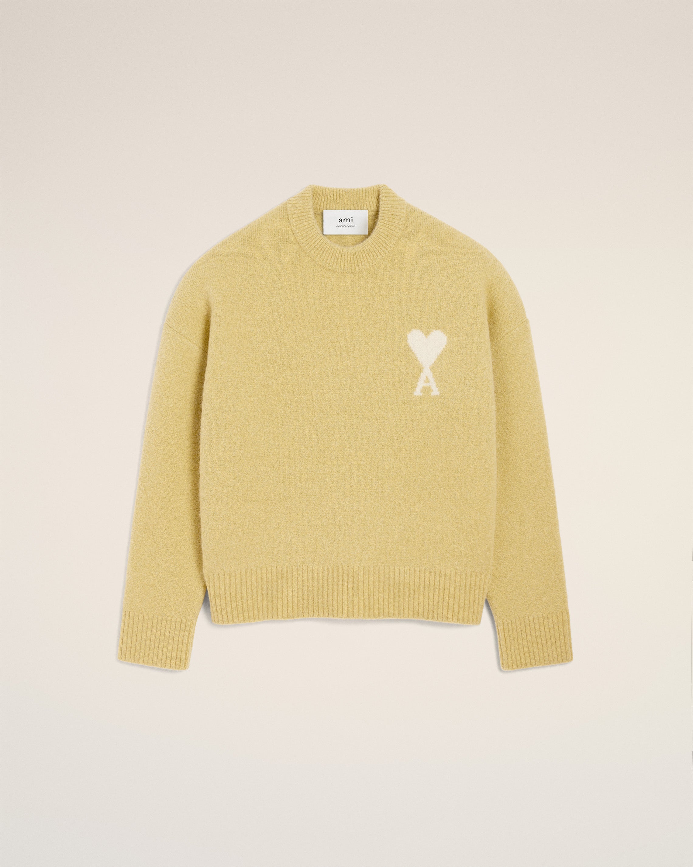 Pull Jaune Col Rond Ami De Coeur En Alpaga