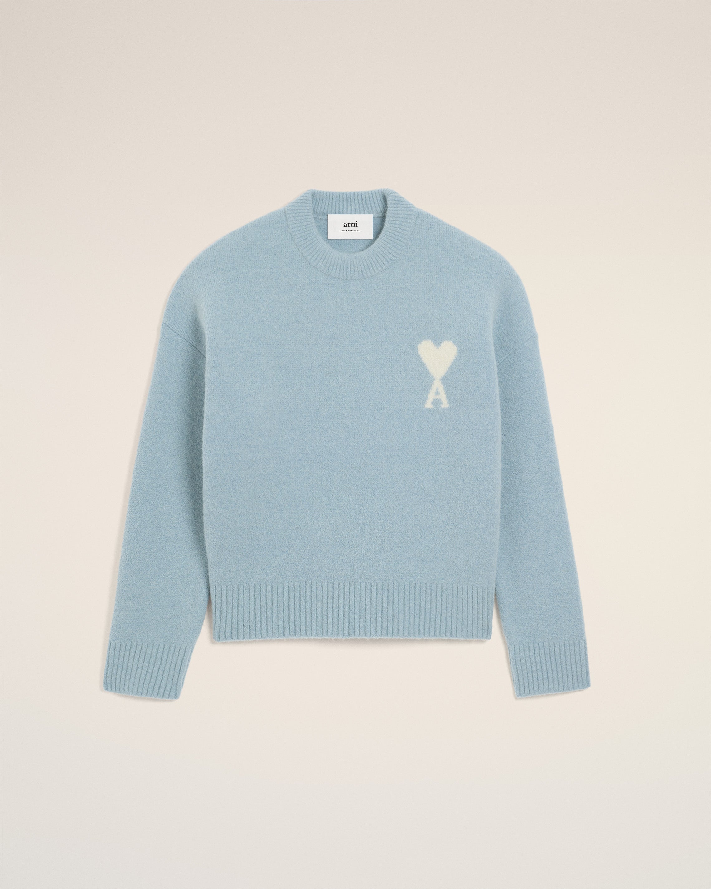 Pull Bleu Col Rond Ami De Coeur En Alpaga