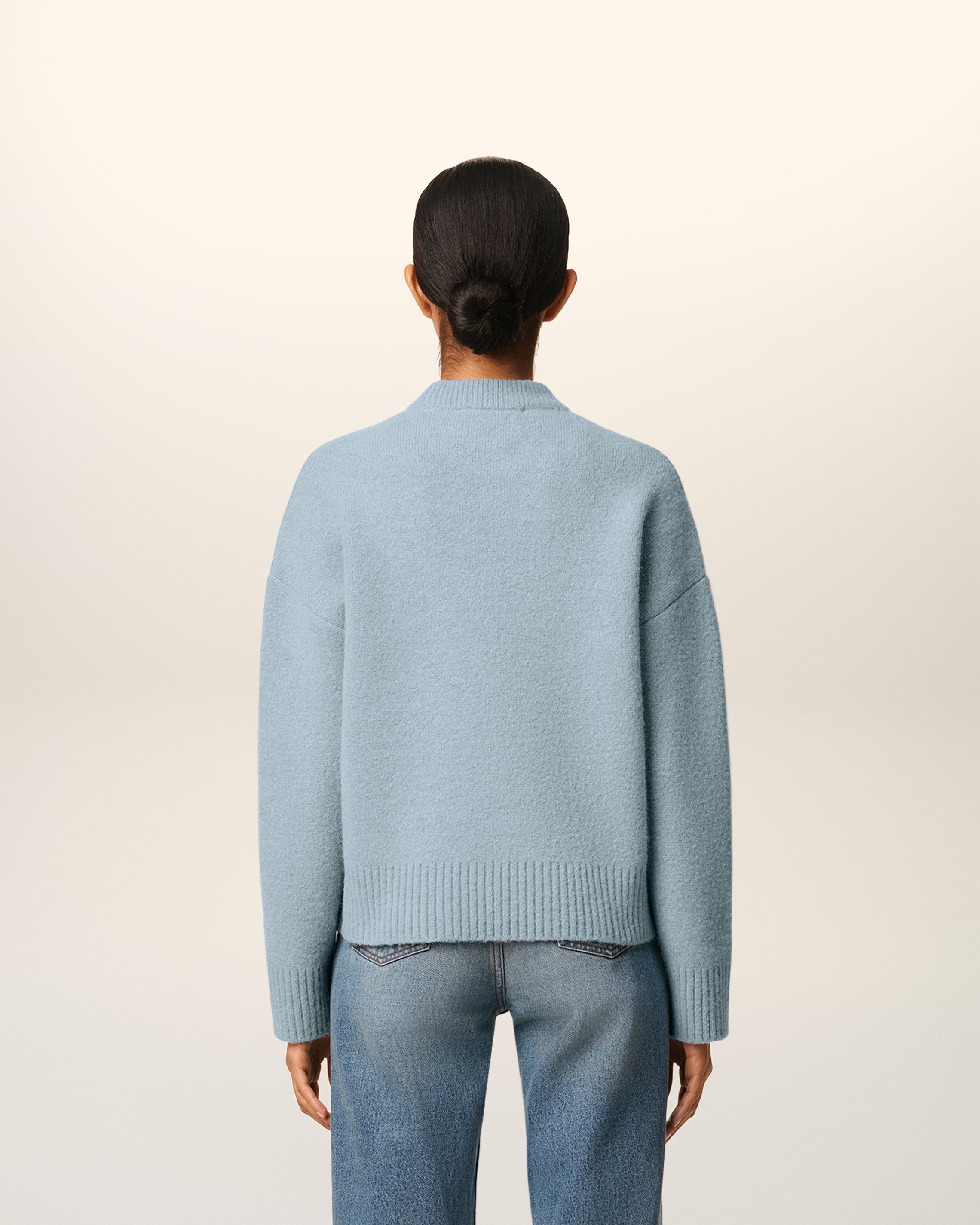 Pull Bleu Col Rond Ami De Coeur En Alpaga
