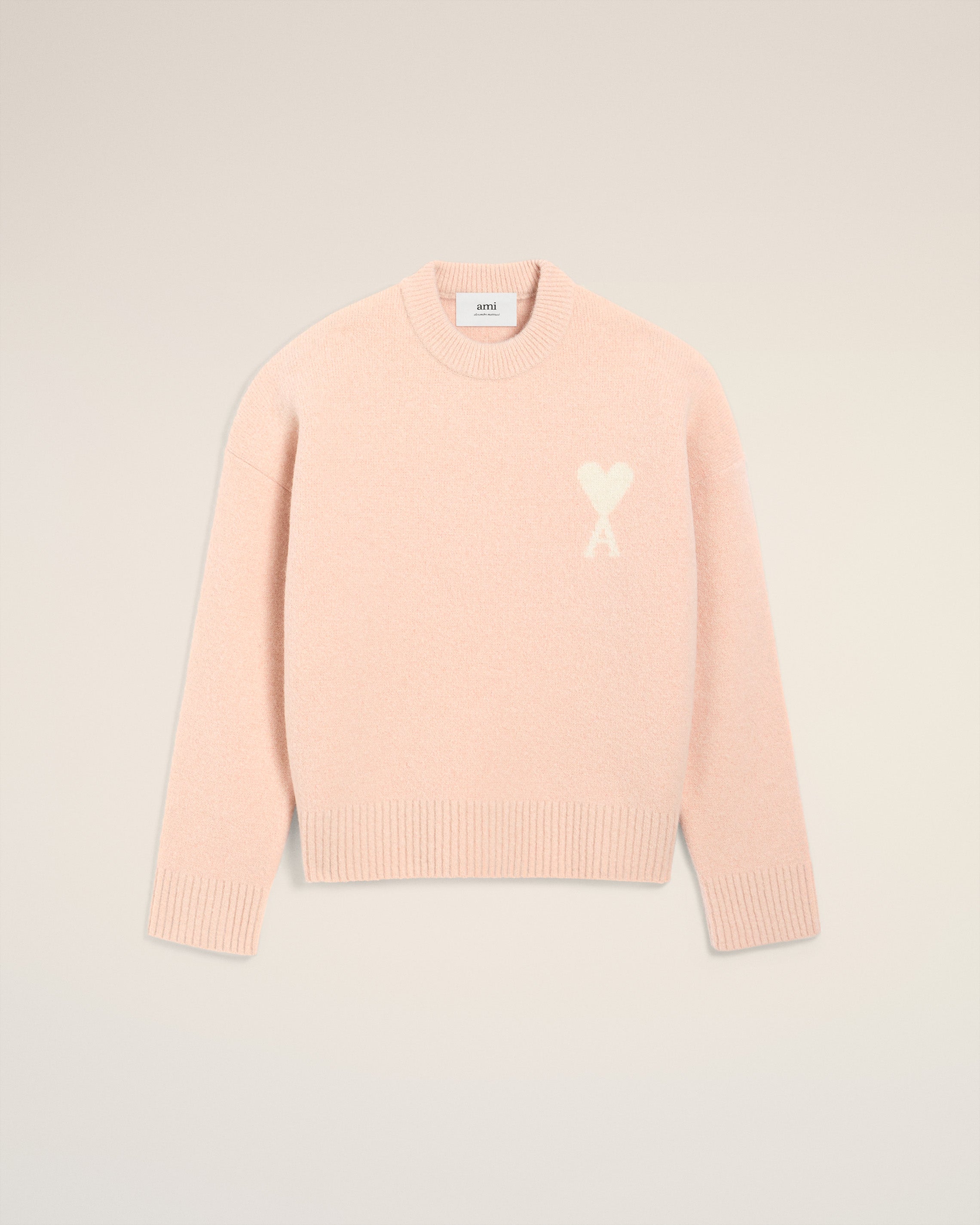 Pull Rose Col Rond Ami De Coeur En Alpaga