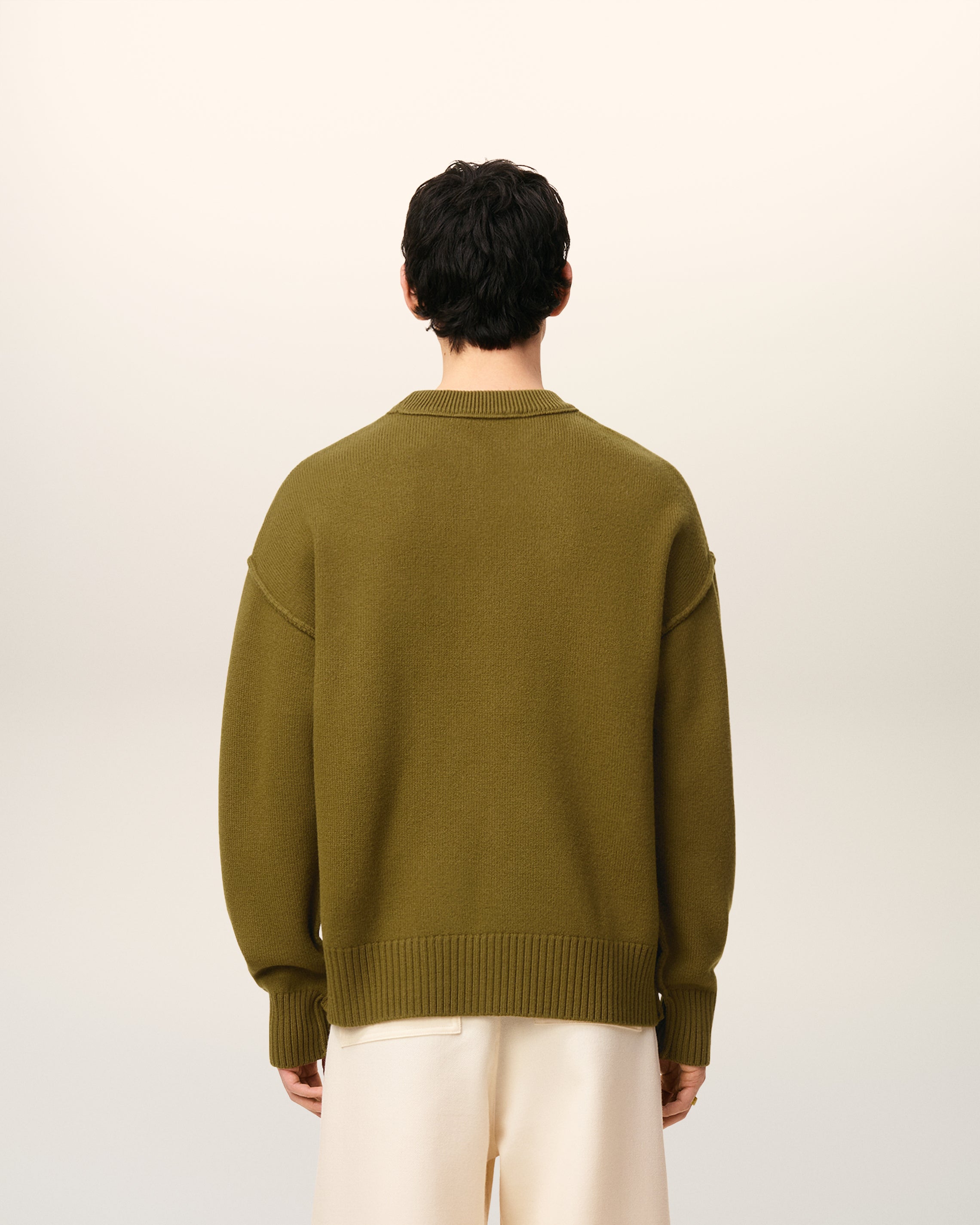 Pull Vert Col Rond Ami De Coeur En Laine
