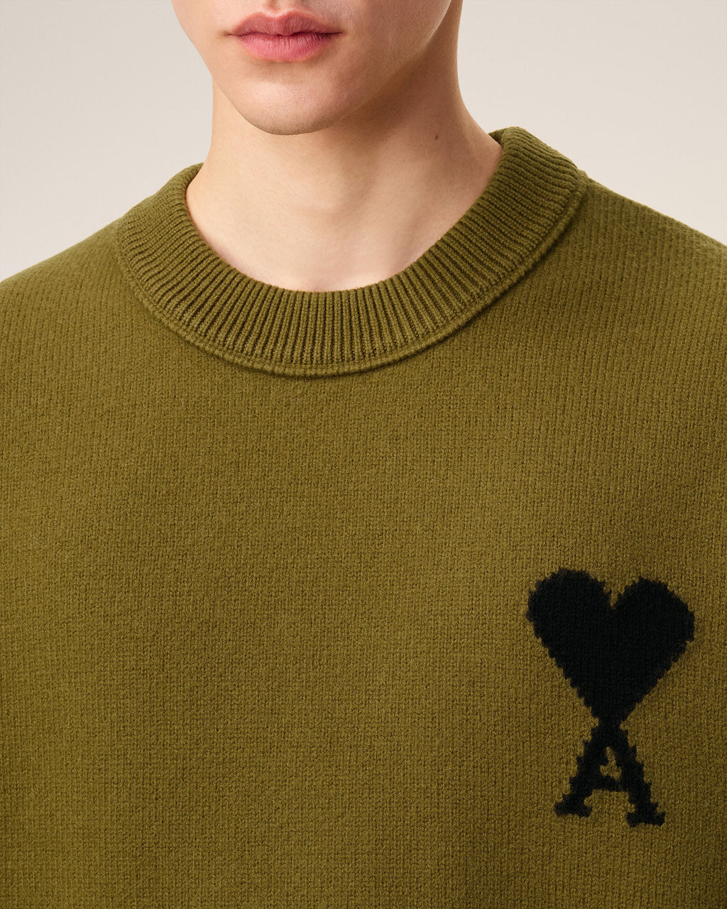 Pull Vert Col Rond Ami De Coeur En Laine
