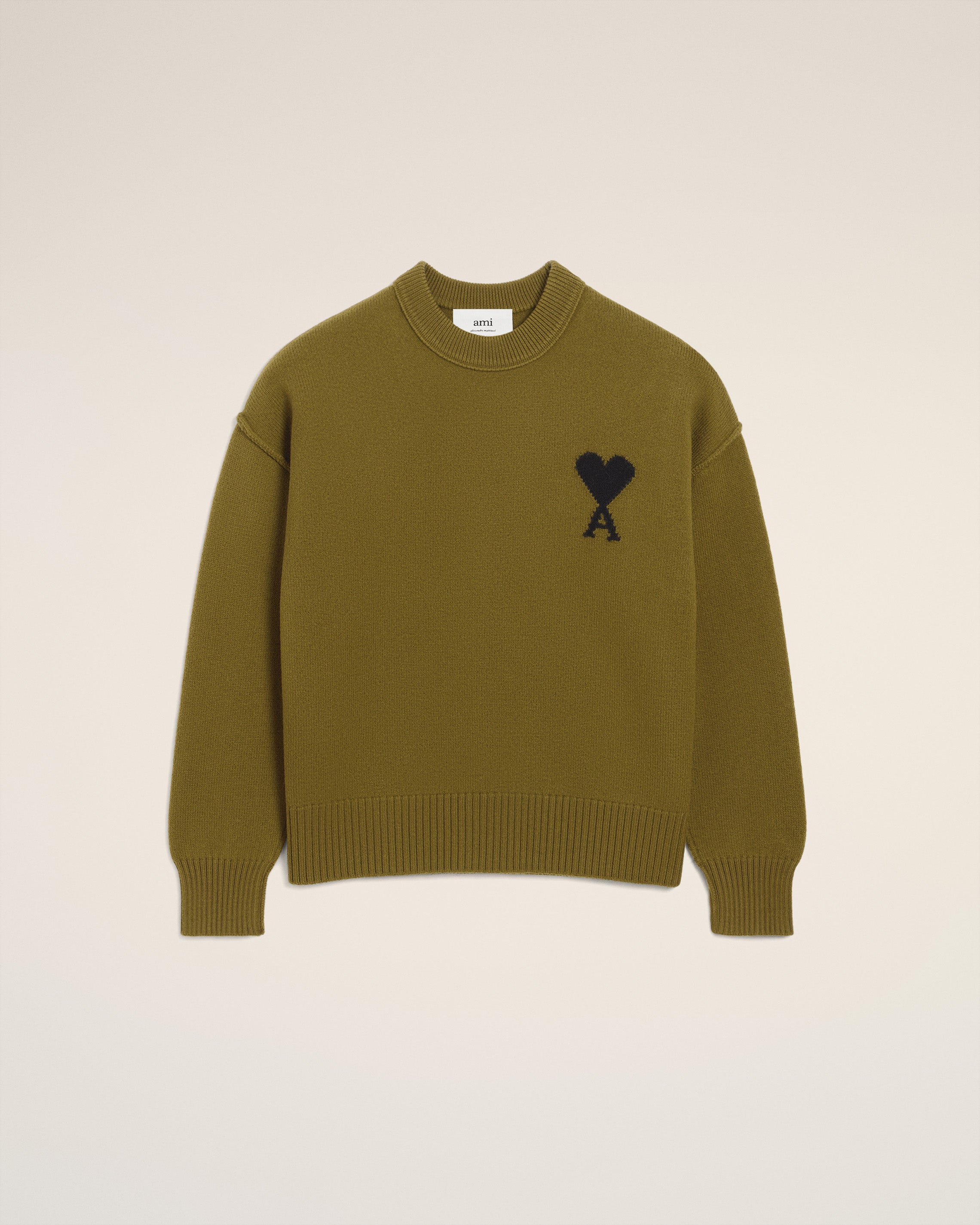 Pull Vert Col Rond Ami De Coeur En Laine