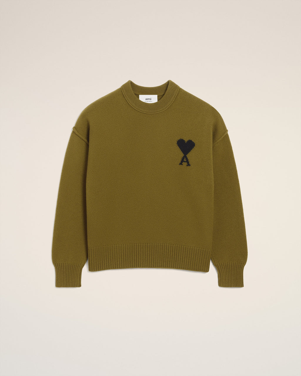 Pull Vert Col Rond Ami De Coeur En Laine