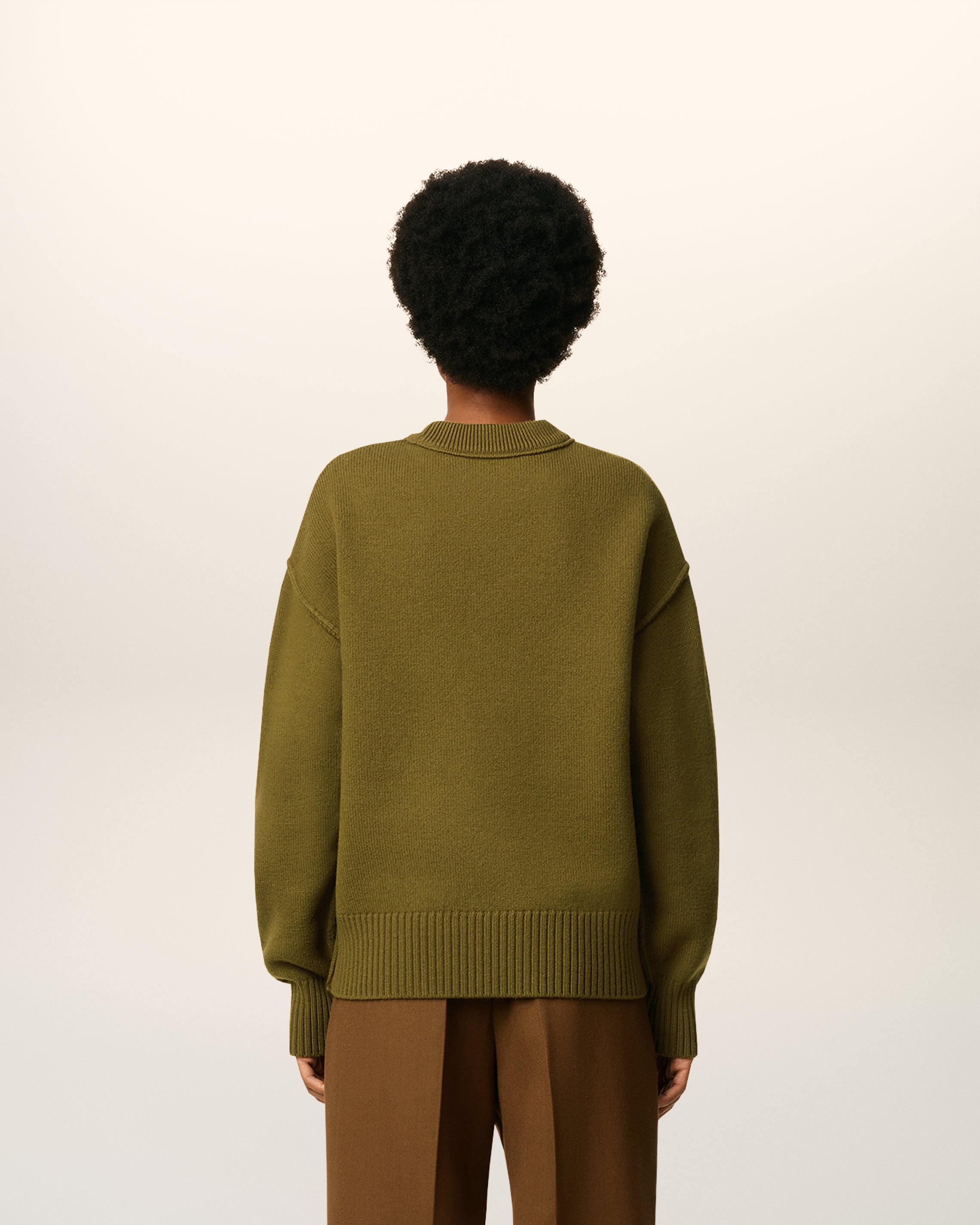 Pull Vert Col Rond Ami De Coeur En Laine