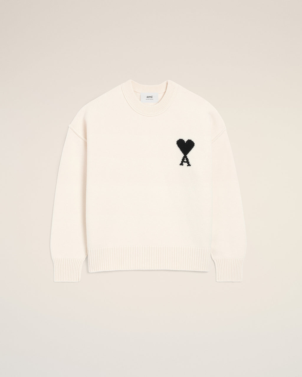 Pull Blanc Col Rond Ami De Coeur En Laine