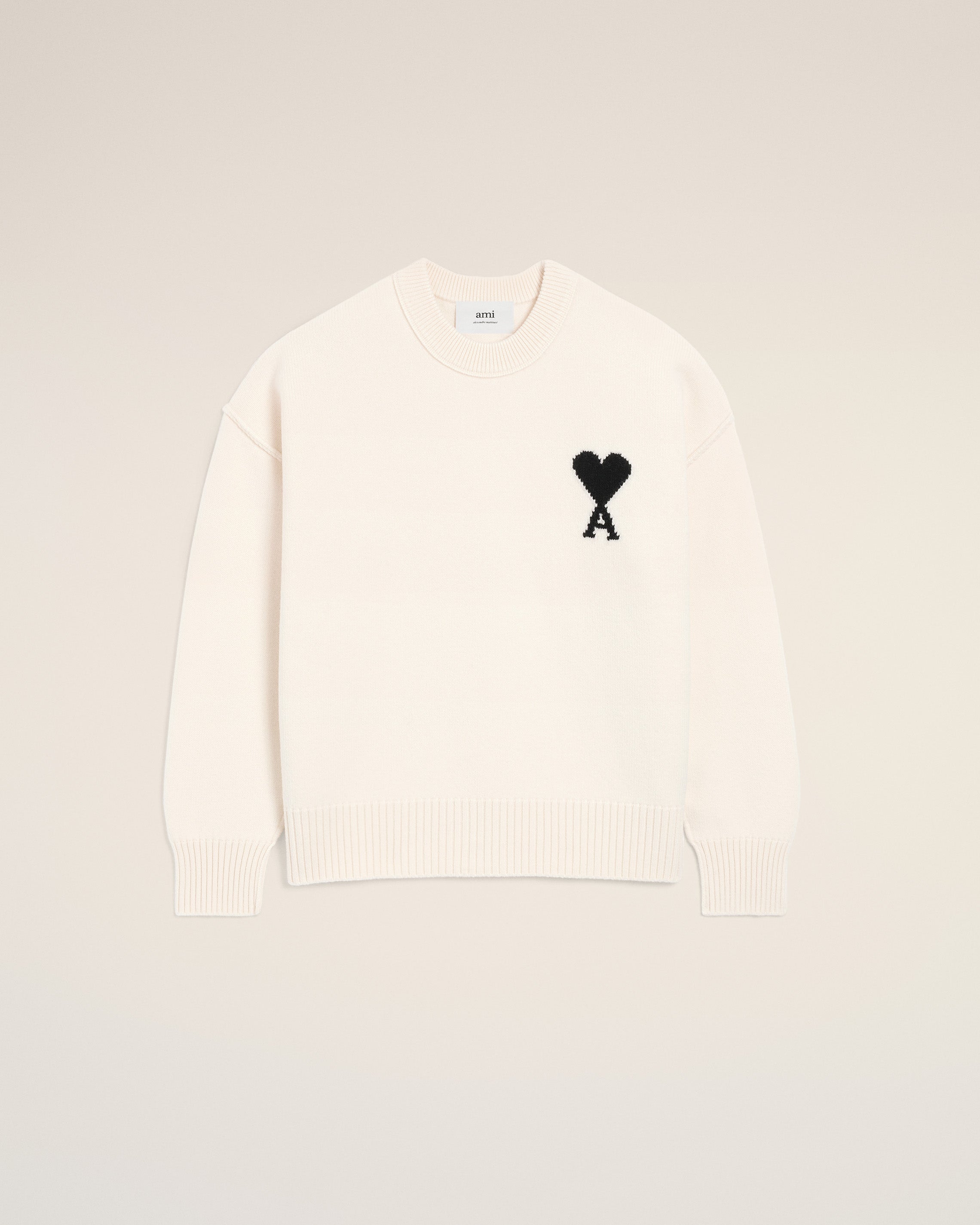 Pull Blanc Col Rond Ami De Coeur En Laine
