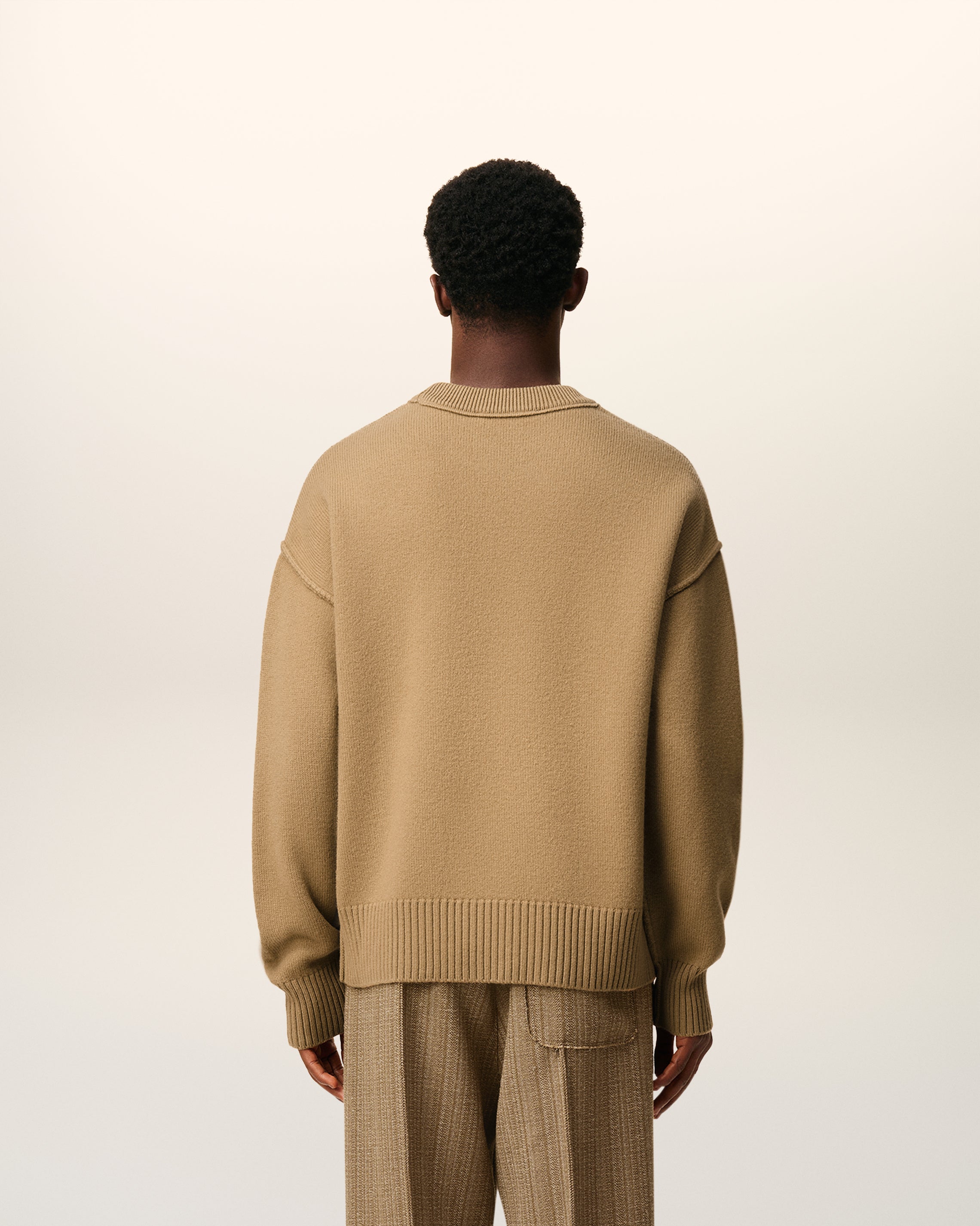 Pull Marron Col Rond Ami De Coeur En Laine