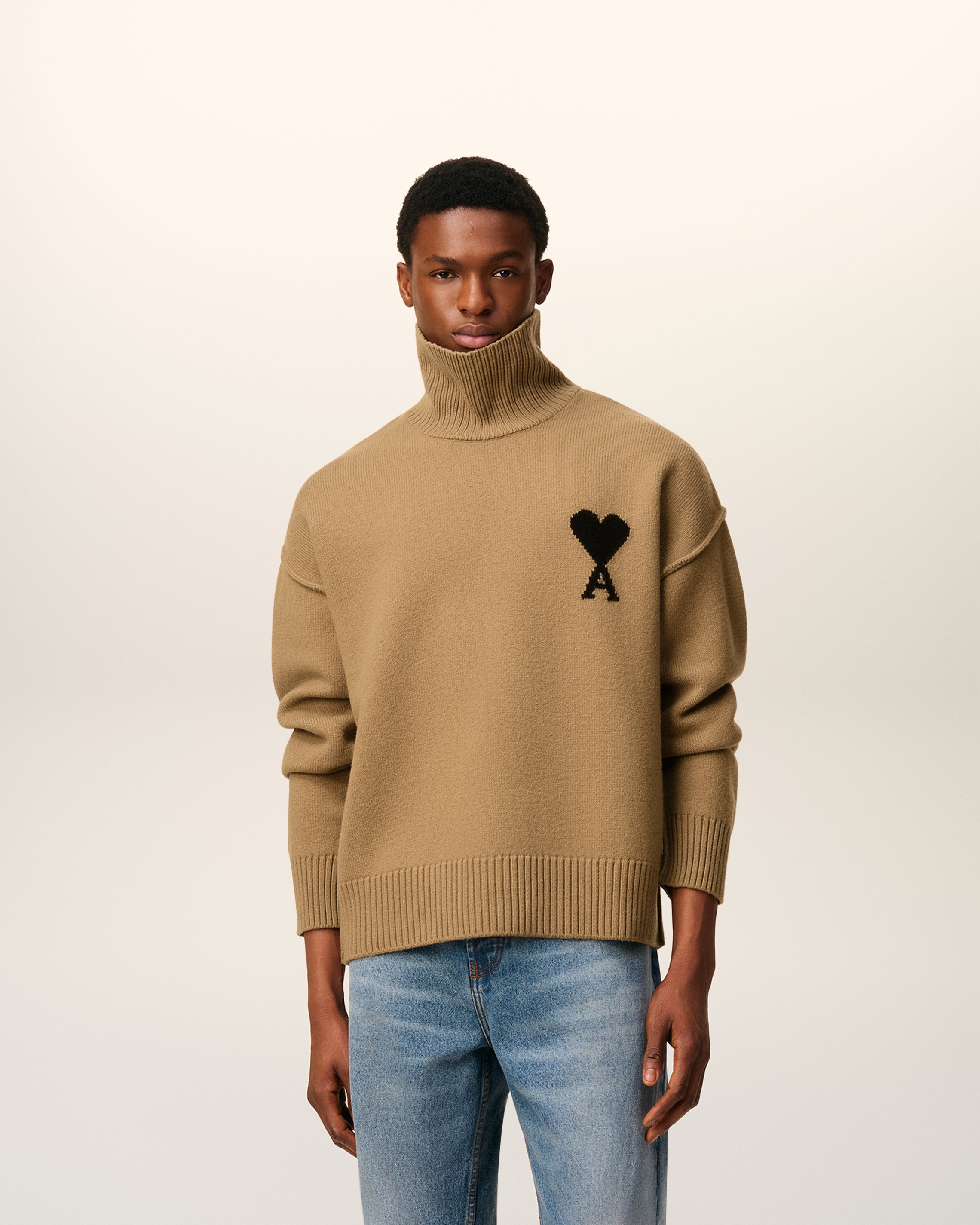 Pull Marron Col Cheminée Ami De Coeur En Laine