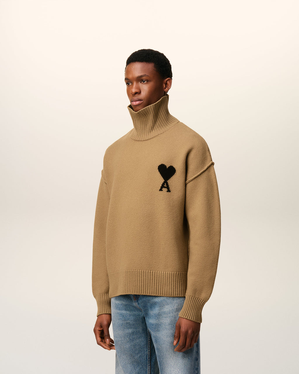 Pull Marron Col Cheminée Ami De Coeur En Laine