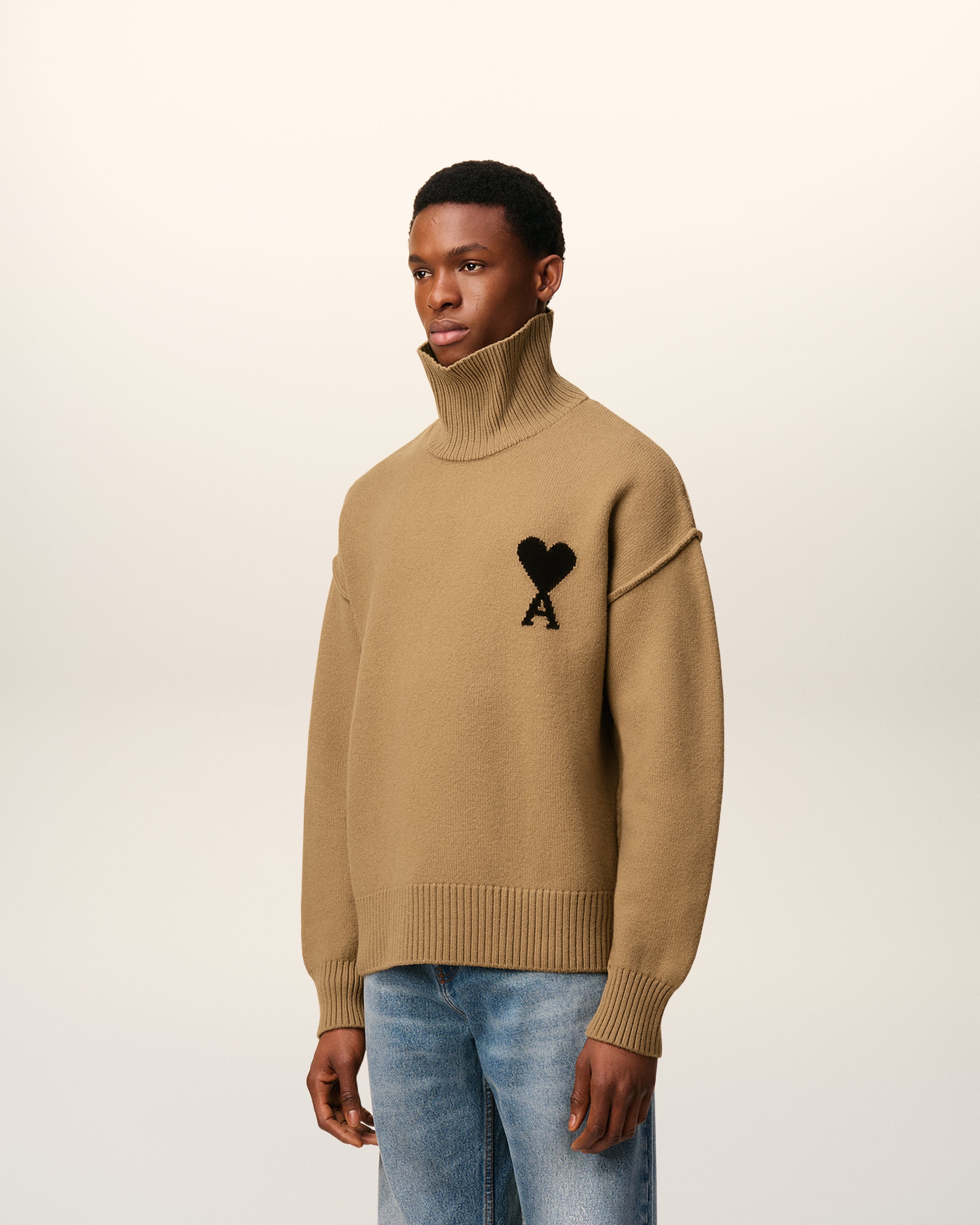 Pull Marron Col Cheminée Ami De Coeur En Laine