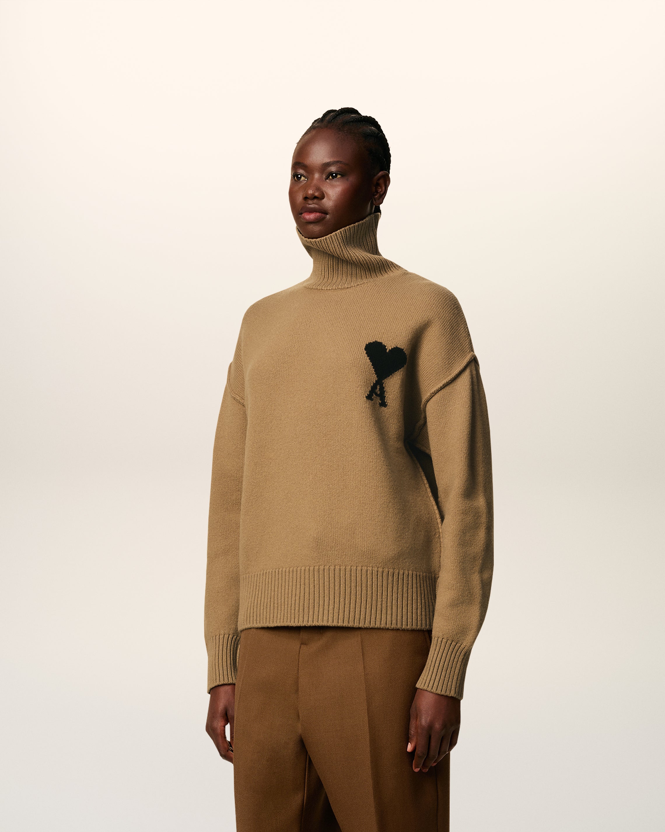 Pull Marron Col Cheminée Ami De Coeur En Laine
