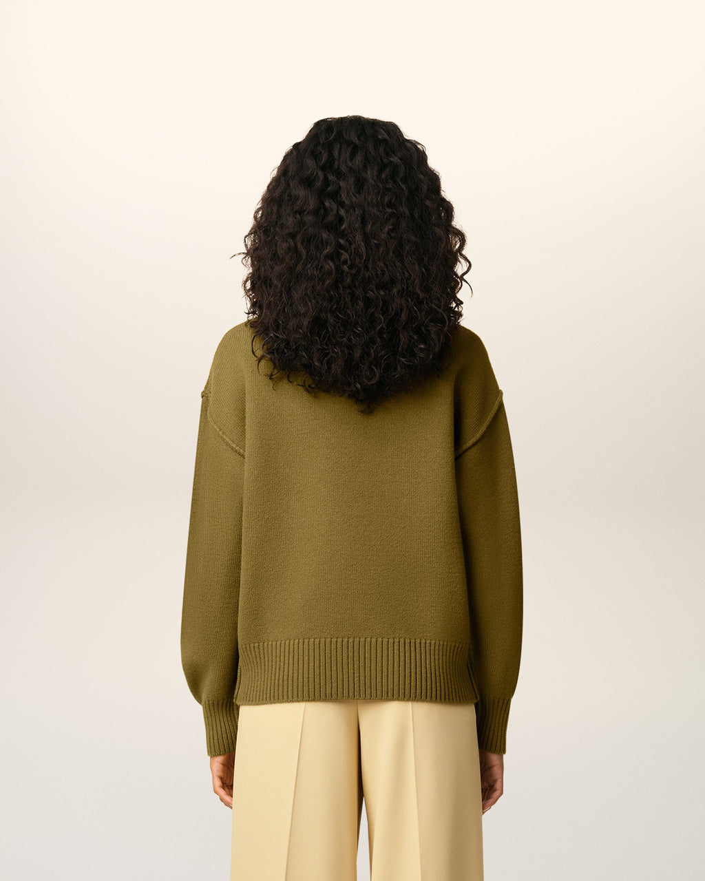 Pull Kaki Col Cheminée Ami De Coeur En Laine