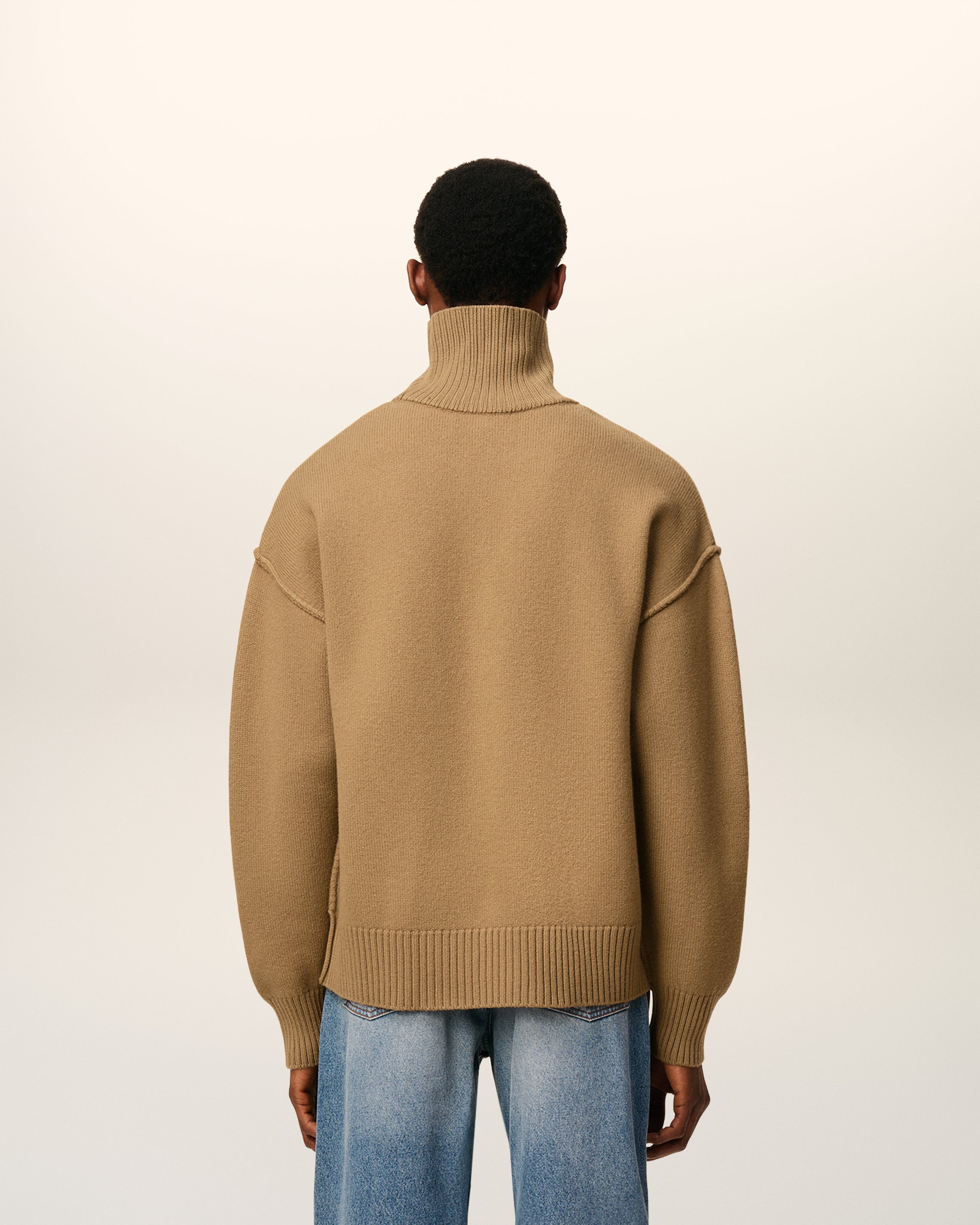 Pull Marron Col Cheminée Ami De Coeur En Laine