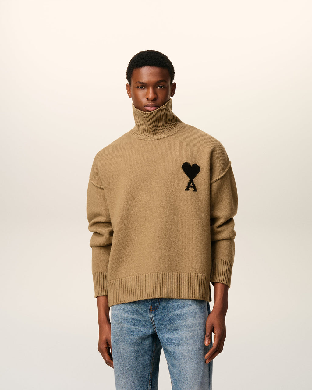 Pull Marron Col Cheminée Ami De Coeur En Laine