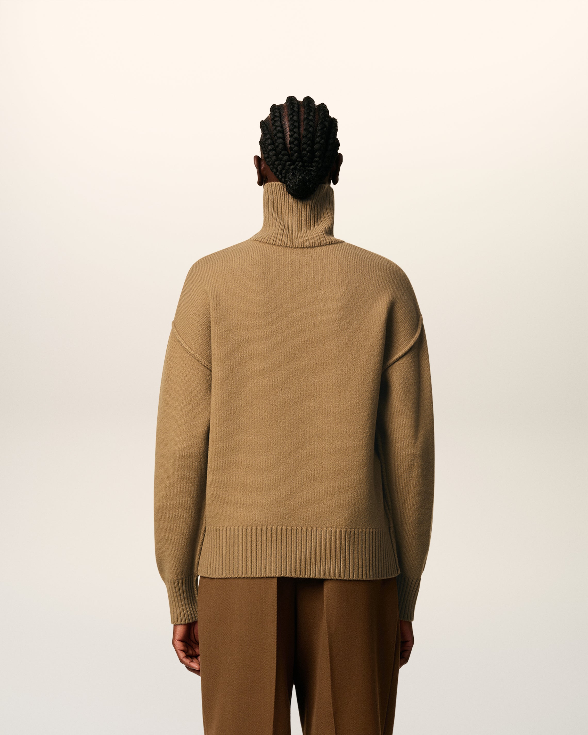 Pull Marron Col Cheminée Ami De Coeur En Laine