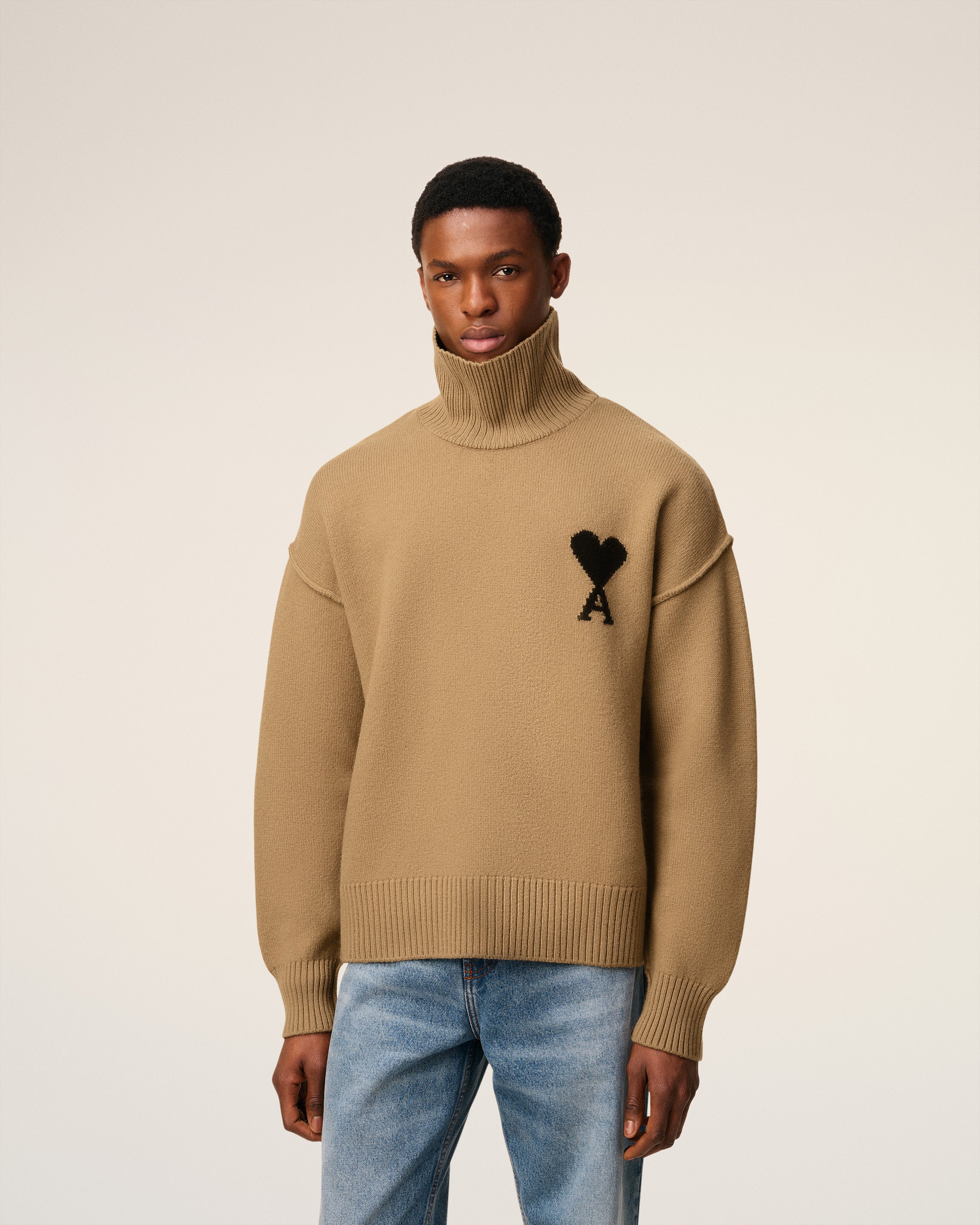 Pull Marron Col Cheminée Ami De Coeur En Laine