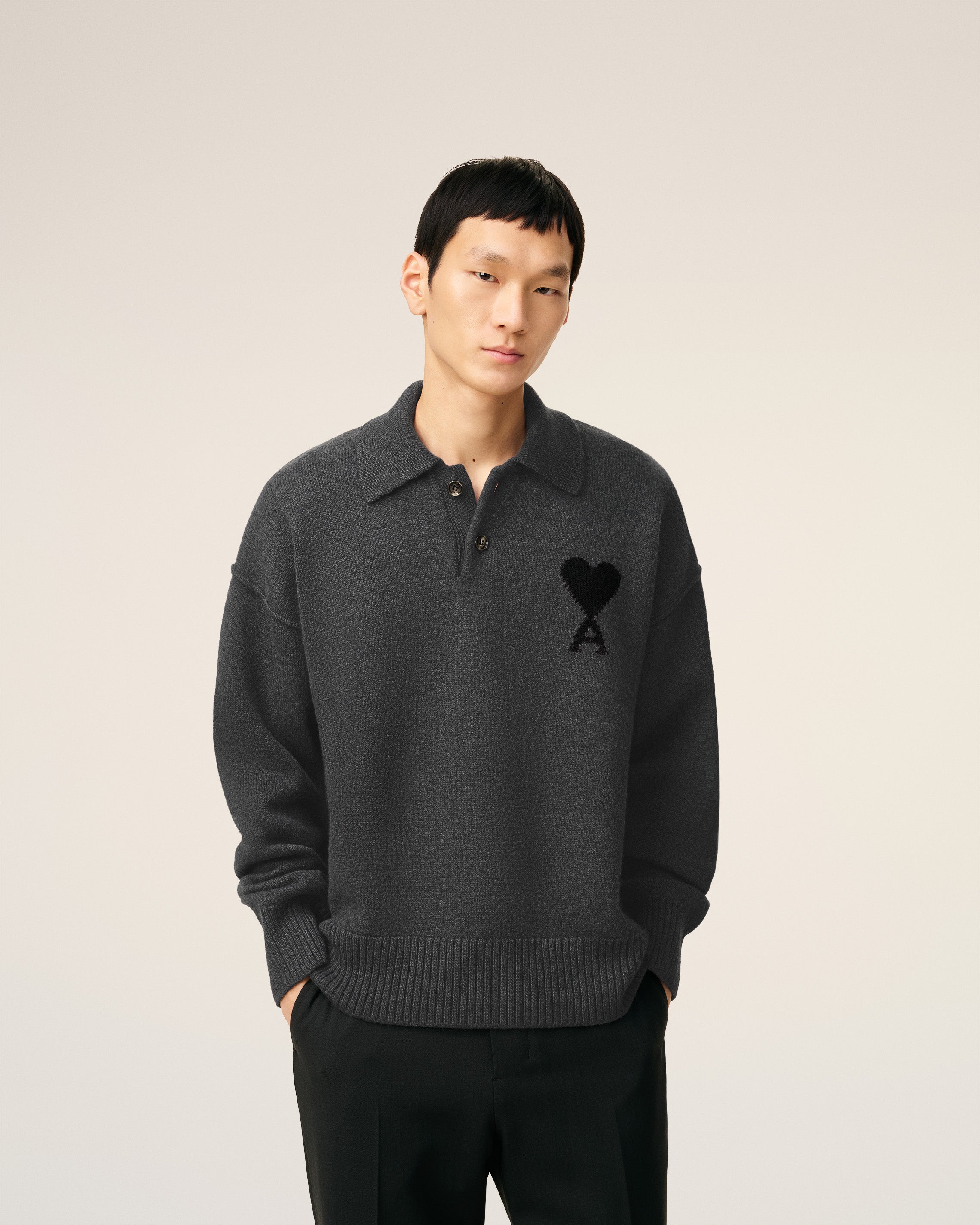 Polo Gris Ami De Coeur En Laine