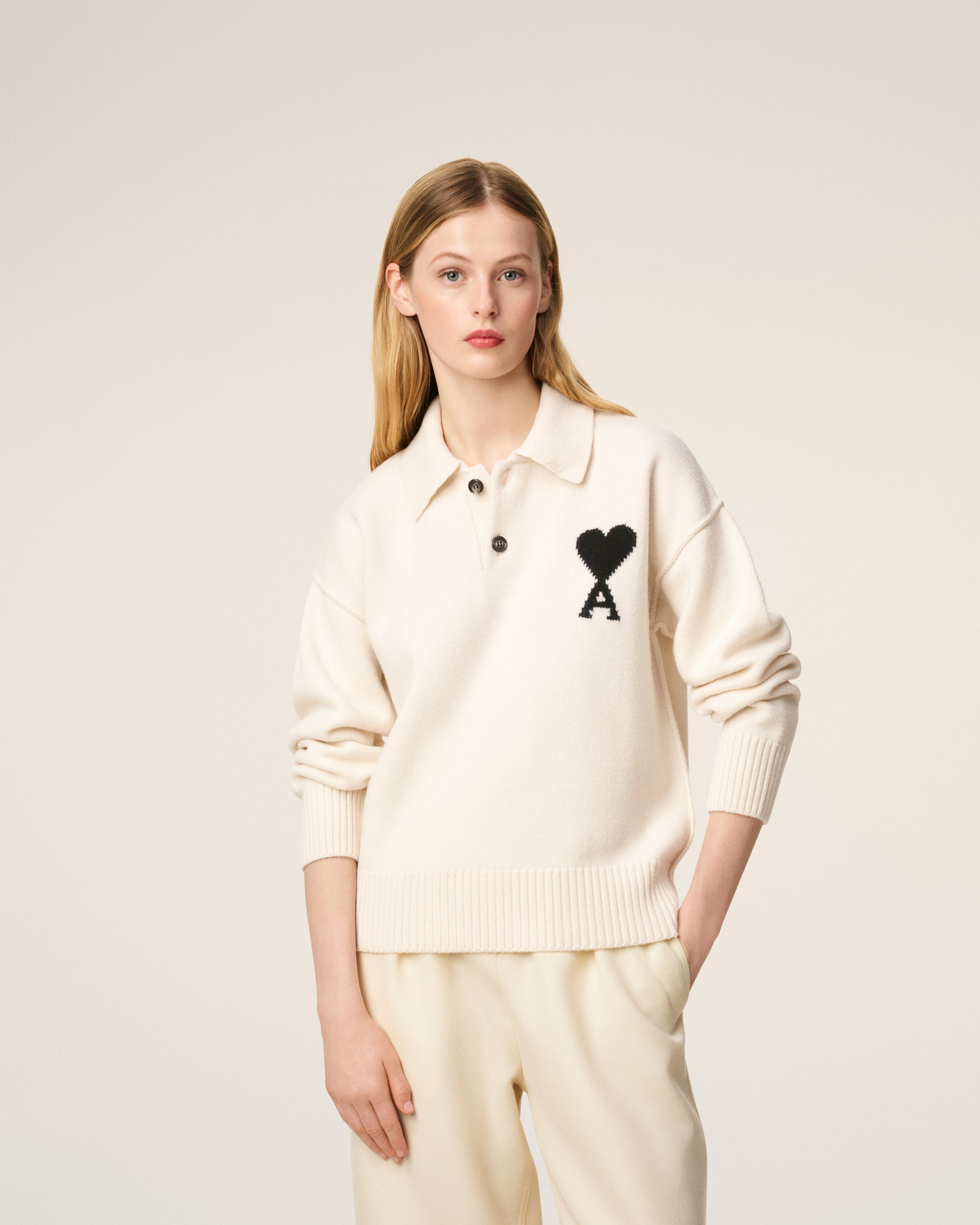 Polo Blanc Ami De Coeur En Laine