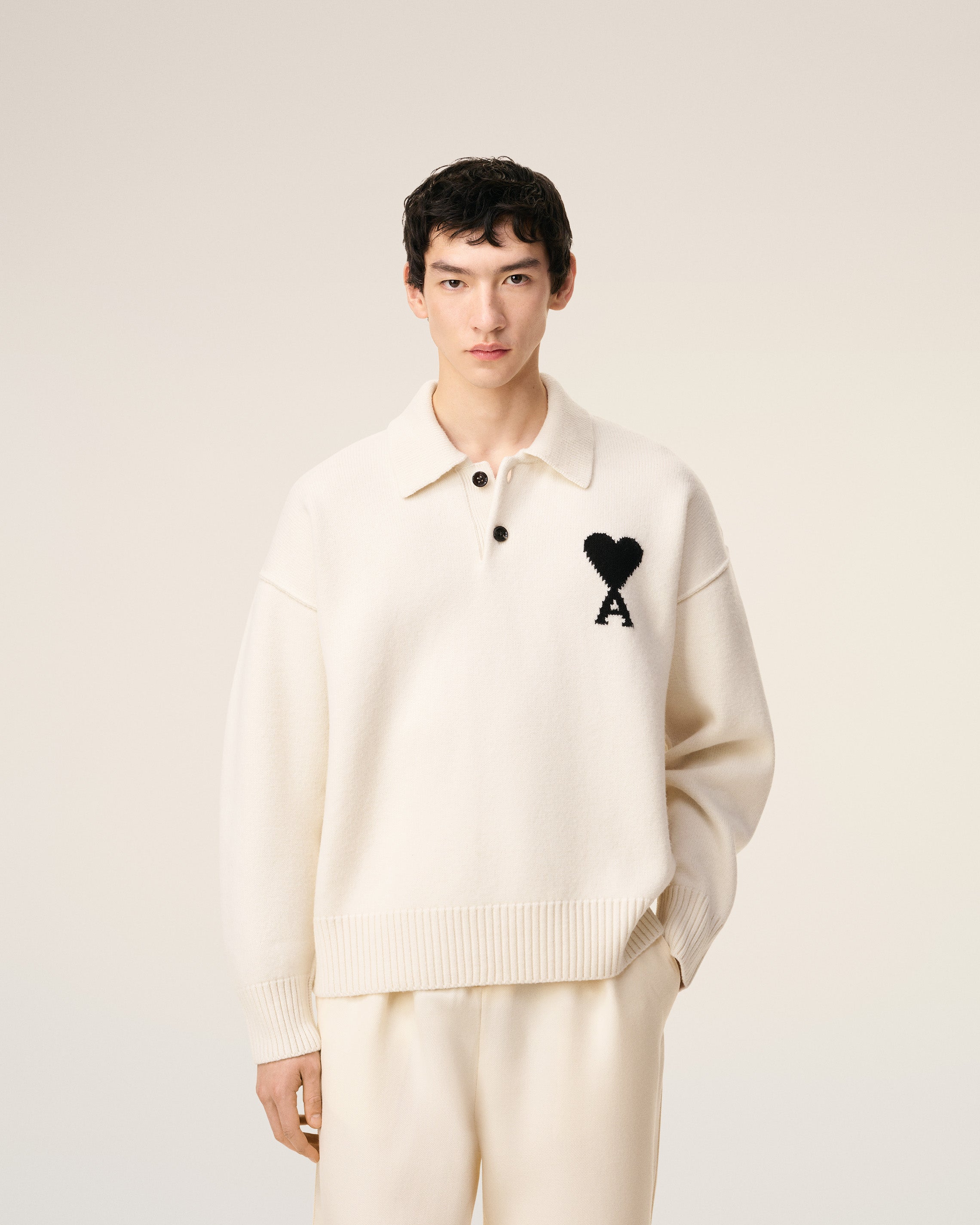 Polo Blanc Ami De Coeur En Laine